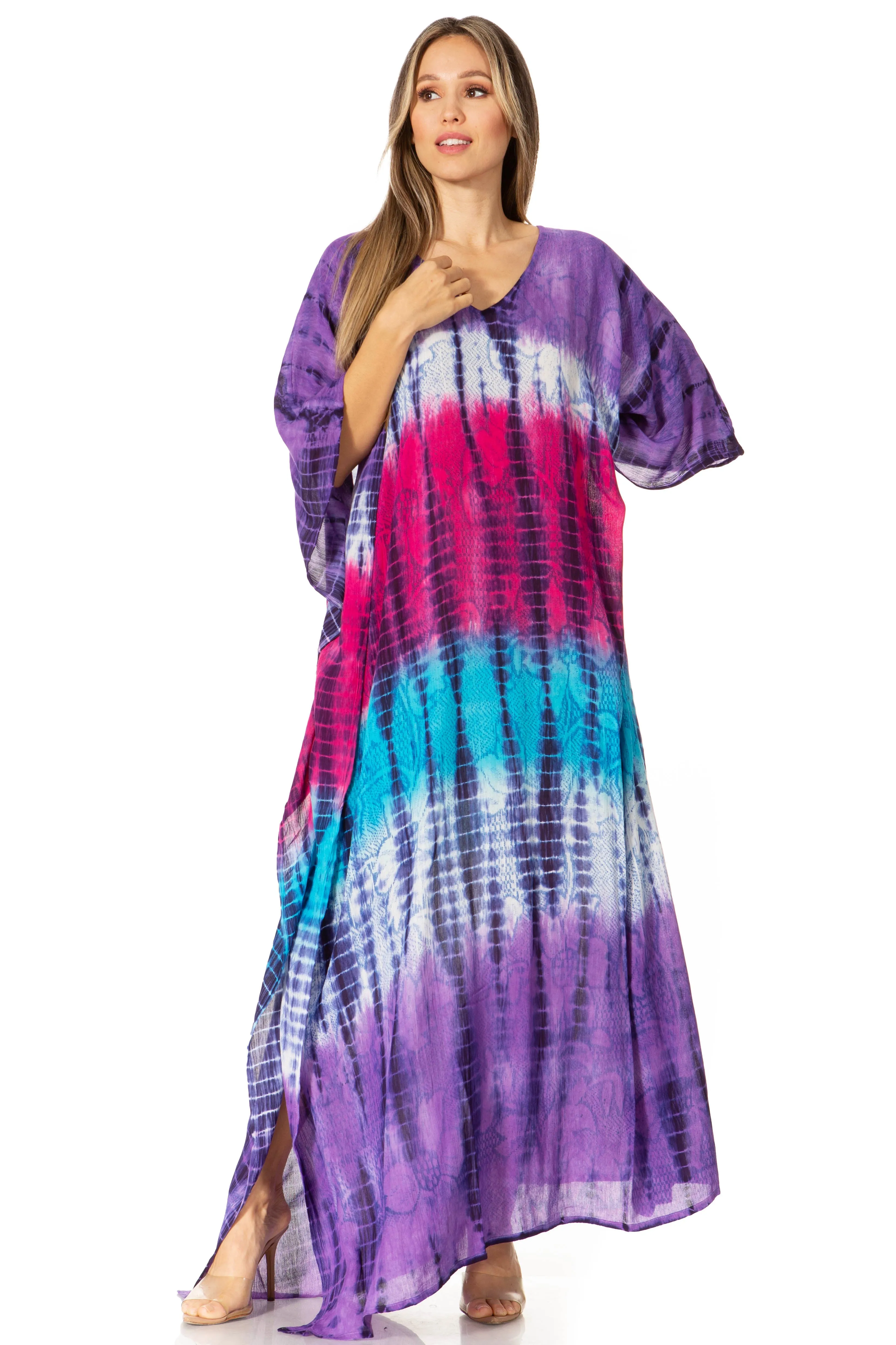 Sakkas Catia Women's Boho-Style Long Maxi Caftan for Lounging and Casual Wear