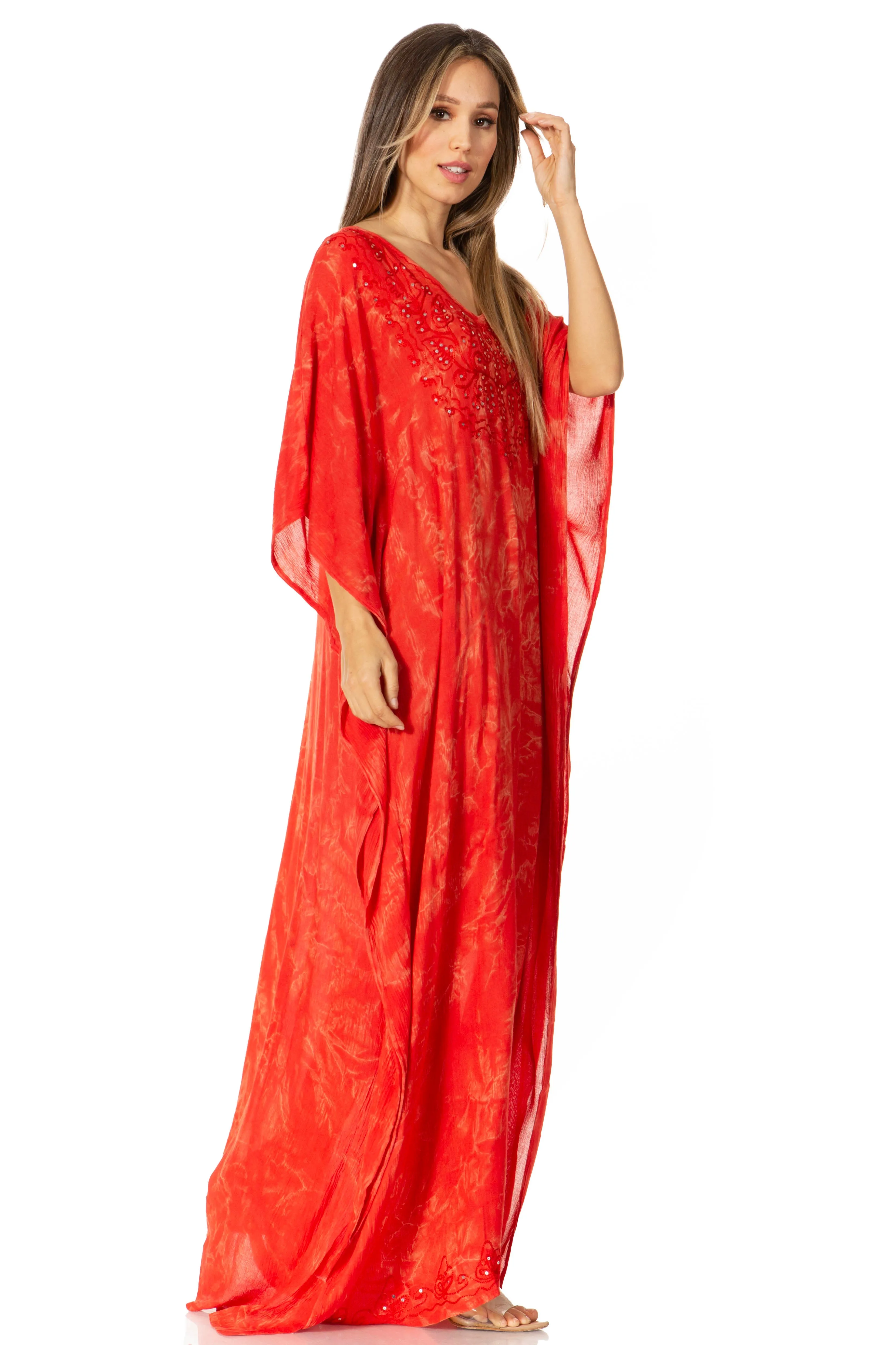 Sakkas Catia Women's Boho-Style Long Maxi Caftan for Lounging and Casual Wear