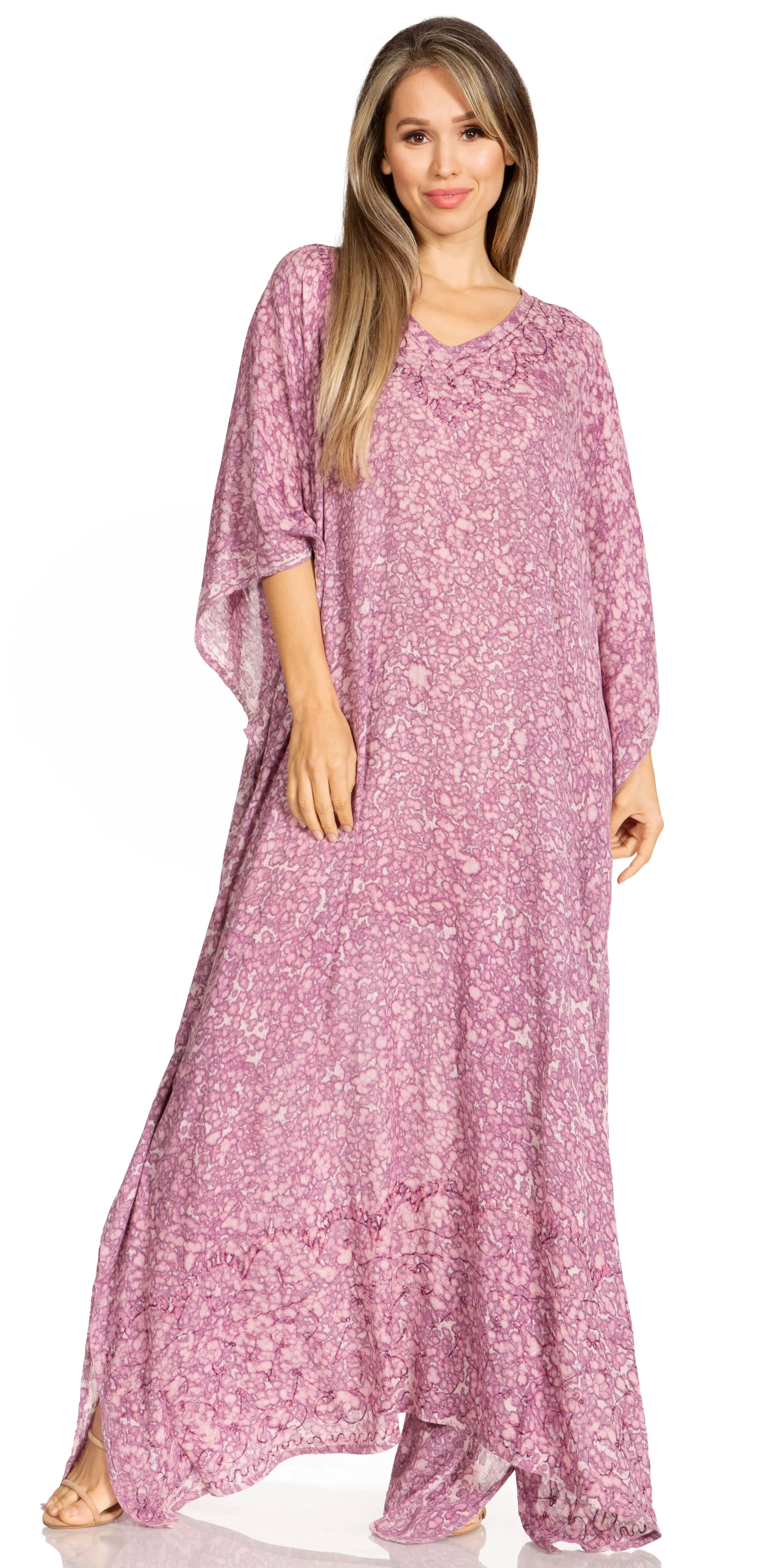 Sakkas Catia Women's Boho-Style Long Maxi Caftan for Lounging and Casual Wear