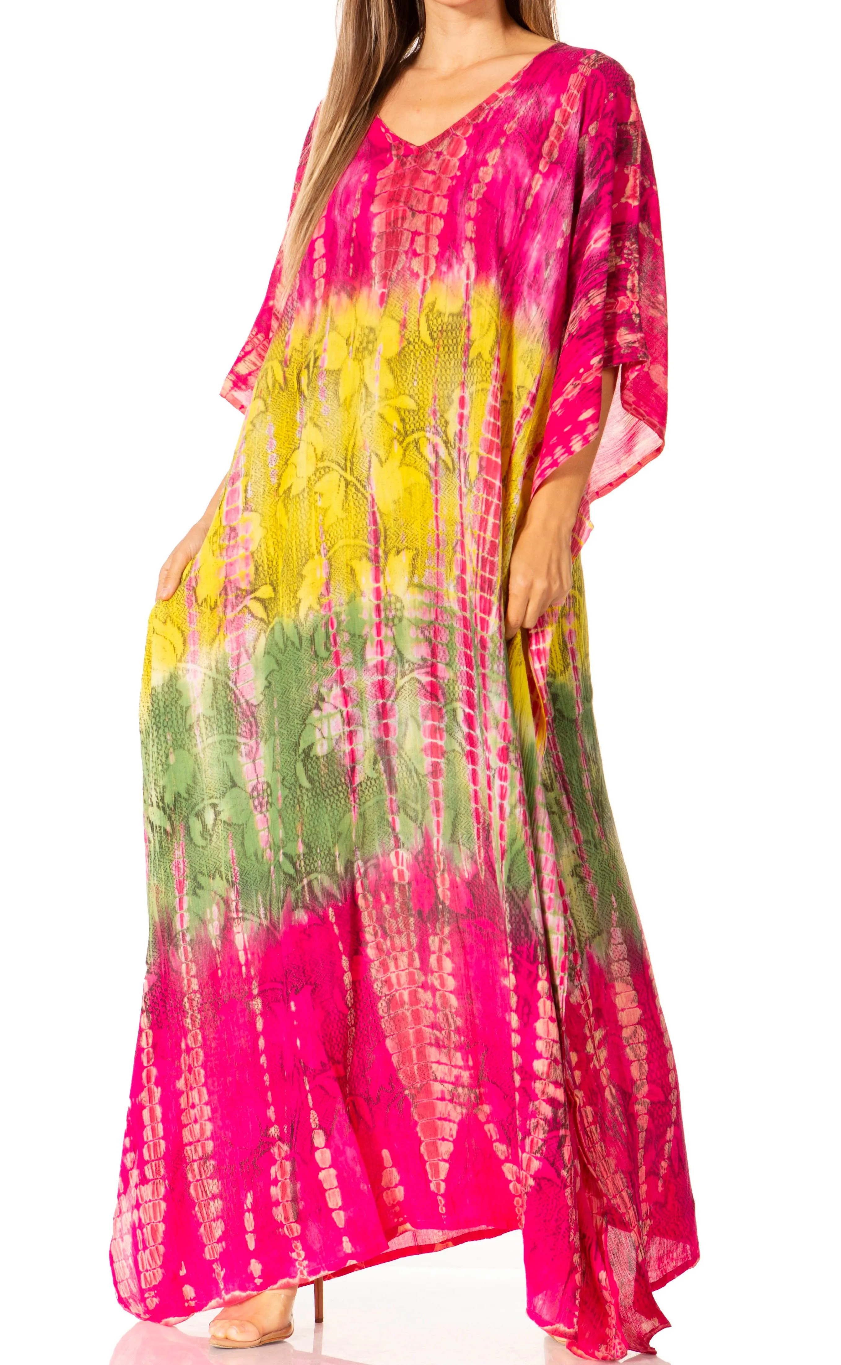 Sakkas Catia Women's Boho-Style Long Maxi Caftan for Lounging and Casual Wear