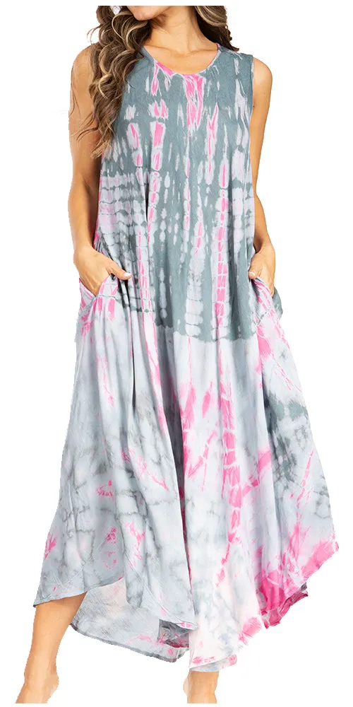 Sakkas Starlight Second Tie Dye Caftan Dress: Women's Beach Cover Up