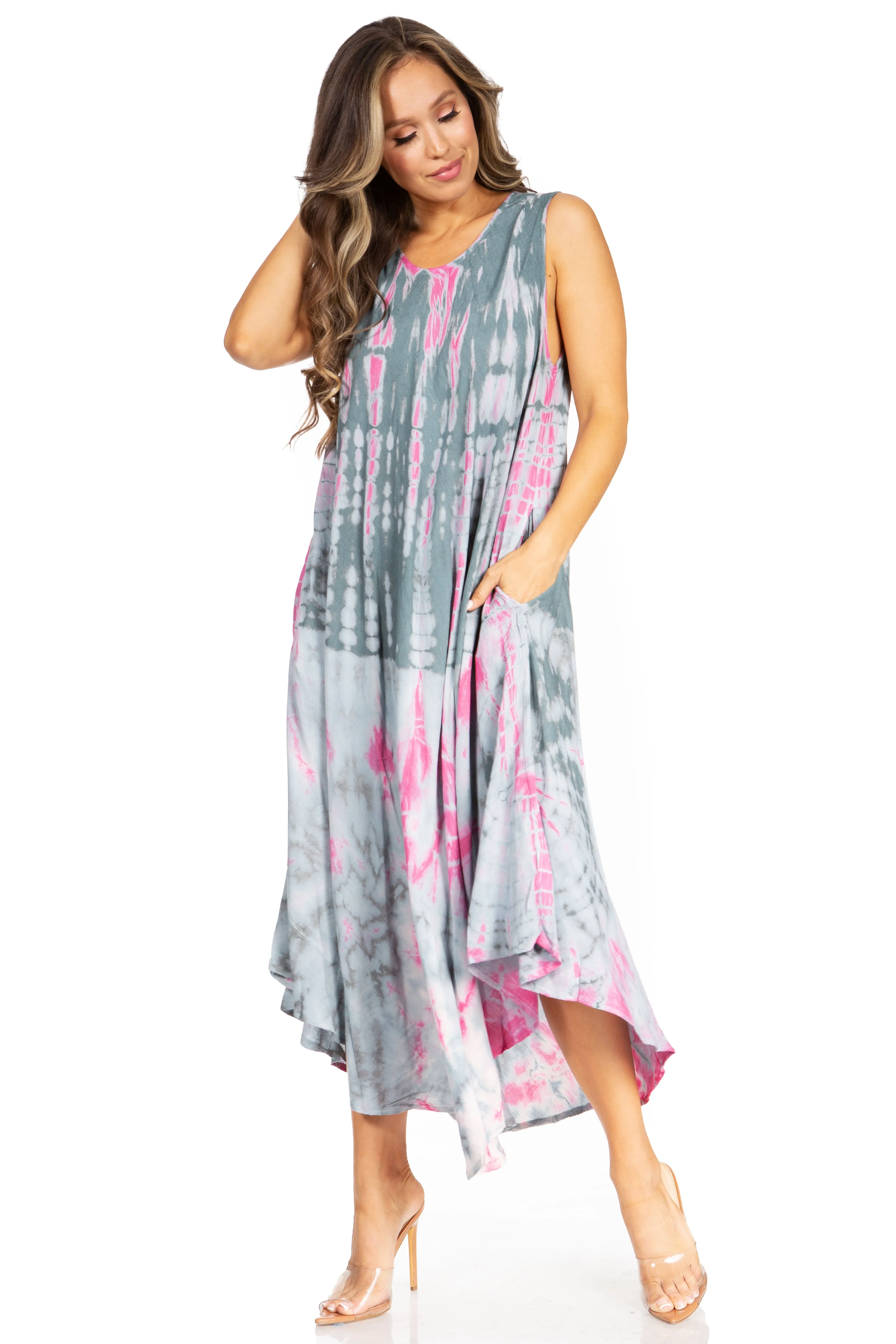 Sakkas Starlight Second Tie Dye Caftan Dress: Women's Beach Cover Up