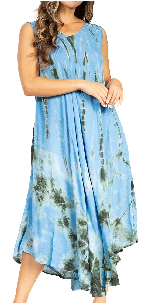 Sakkas Starlight Second Tie Dye Caftan Dress: Women's Beach Cover Up