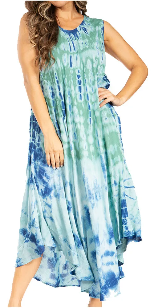 Sakkas Starlight Second Tie Dye Caftan Dress: Women's Beach Cover Up