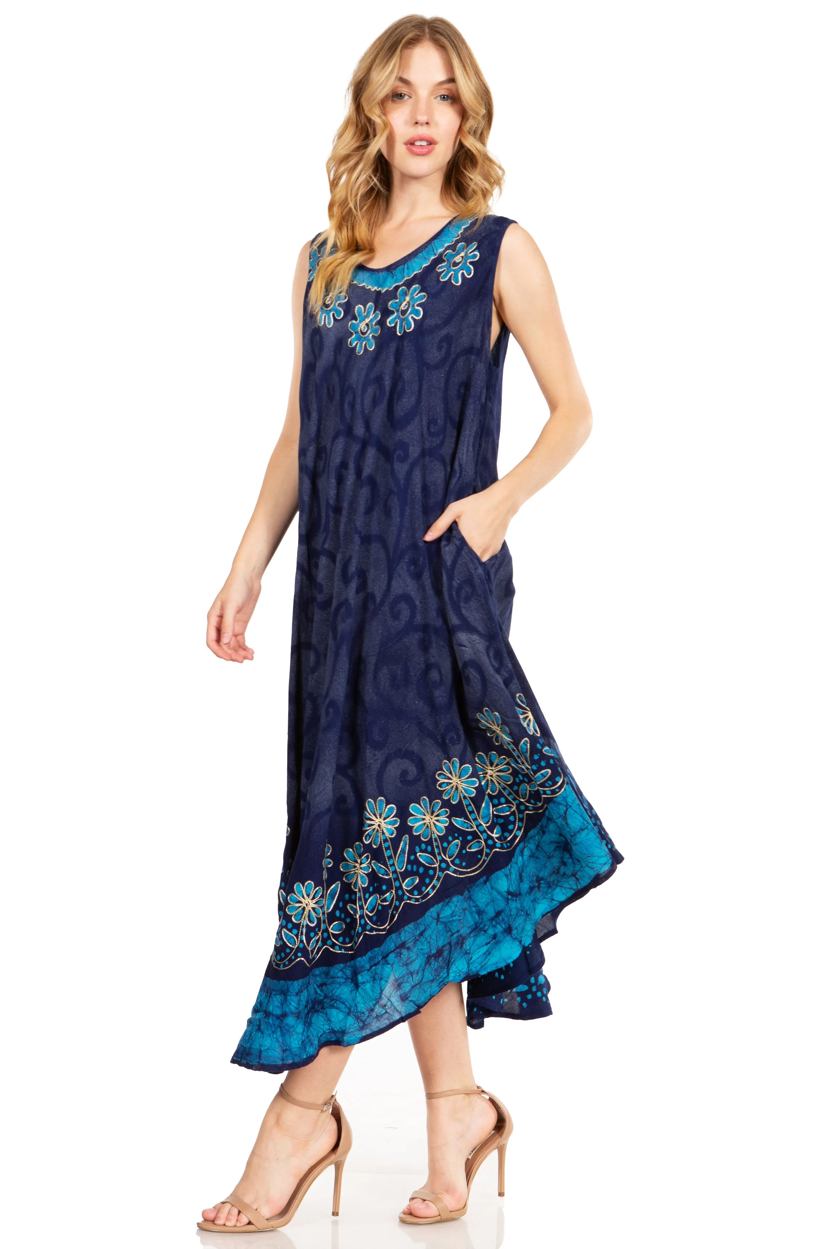 Sakkas Starlight Second Tie Dye Caftan Dress: Women's Beach Cover Up