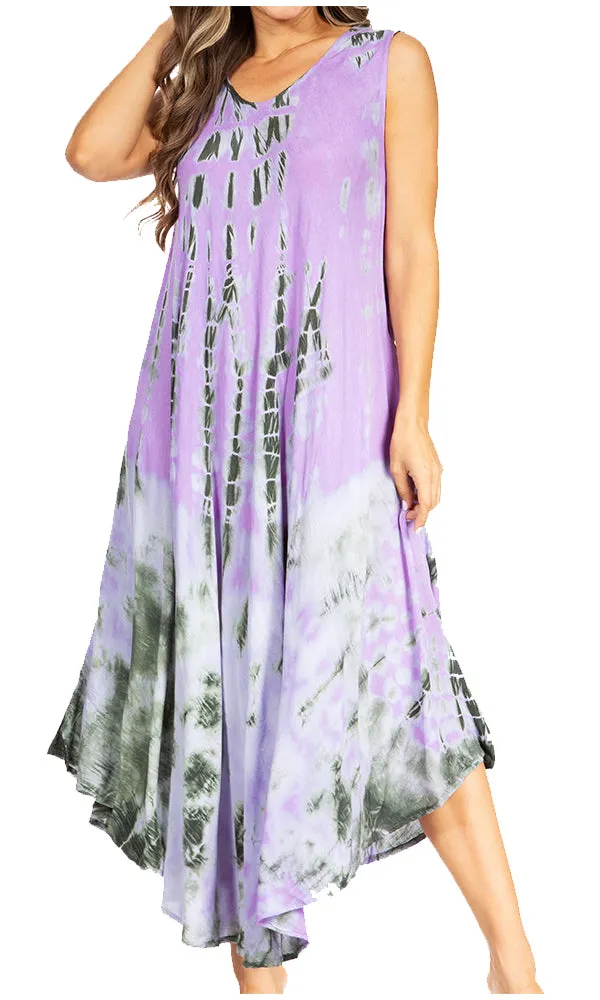 Sakkas Starlight Second Tie Dye Caftan Dress: Women's Beach Cover Up