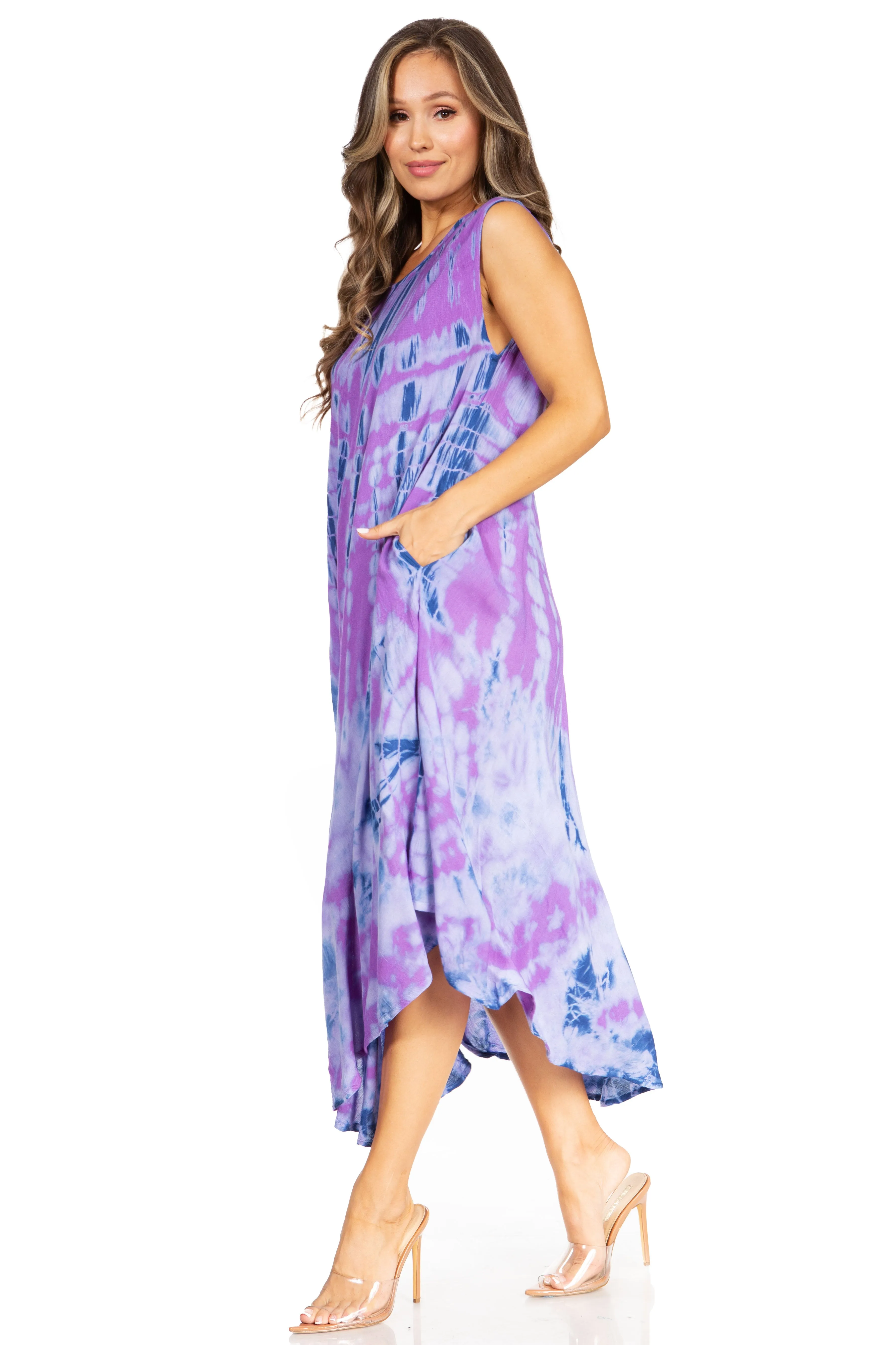 Sakkas Starlight Second Tie Dye Caftan Dress: Women's Beach Cover Up