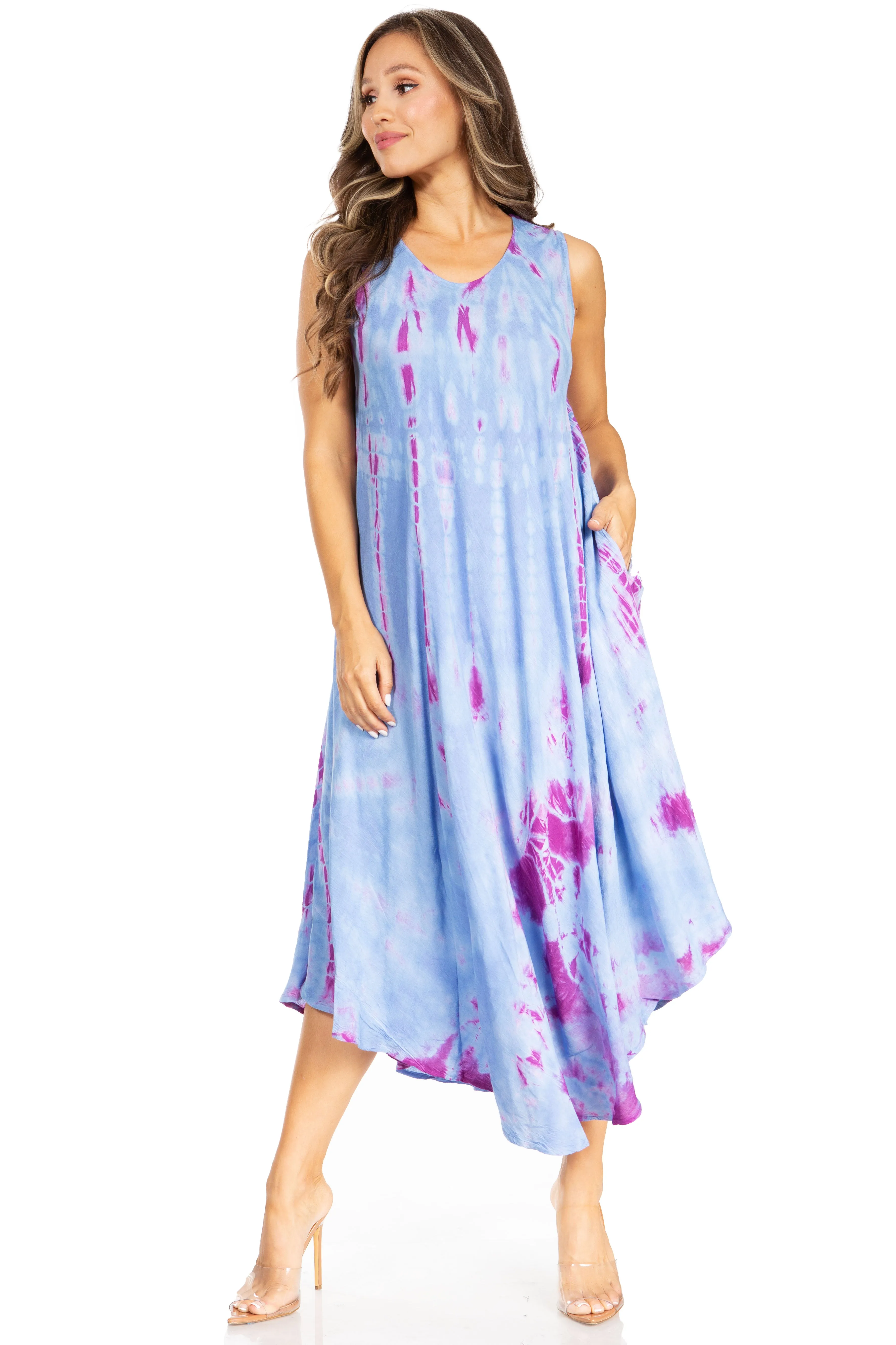 Sakkas Starlight Second Tie Dye Caftan Dress: Women's Beach Cover Up