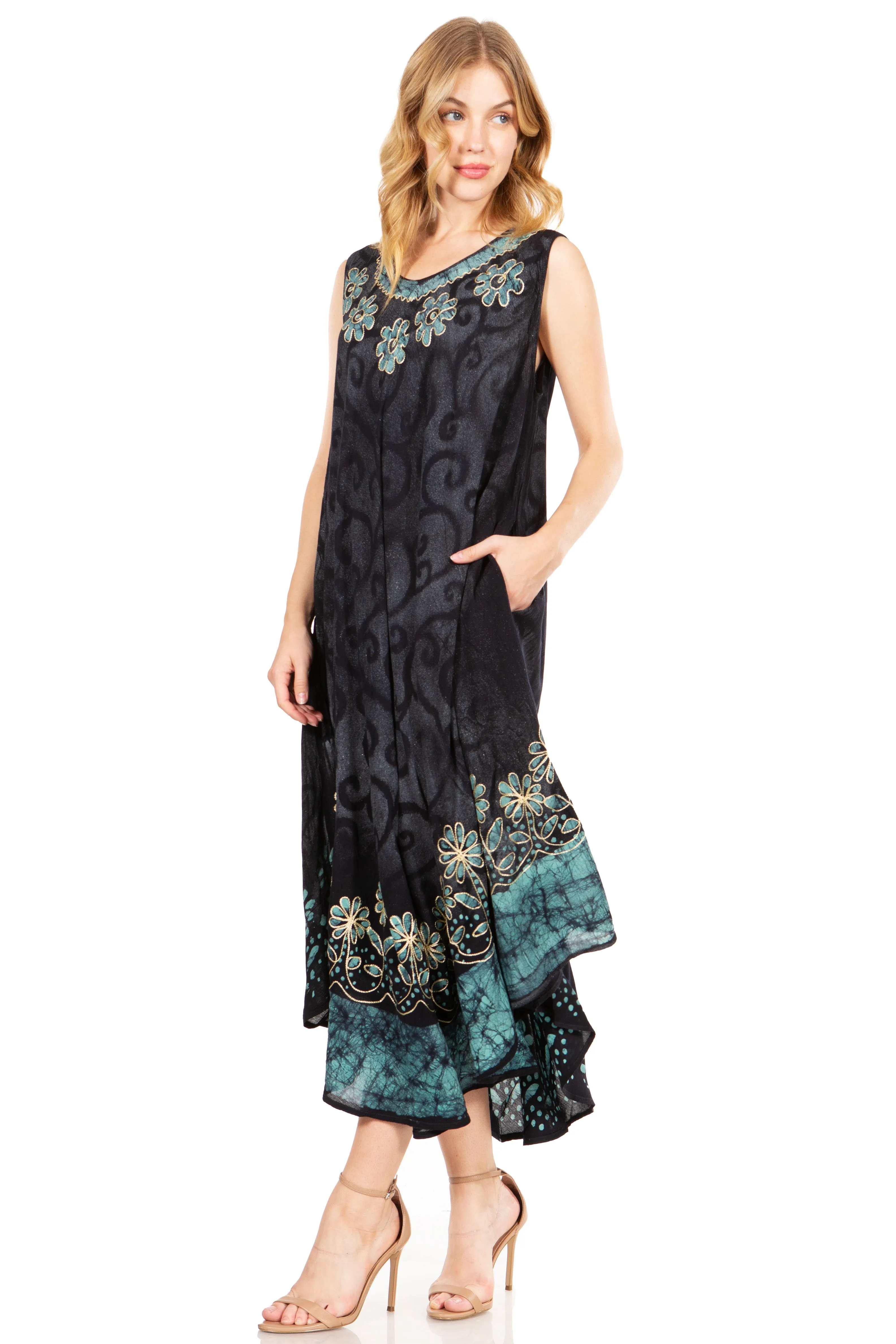 Sakkas Starlight Second Tie Dye Caftan Dress: Women's Beach Cover Up