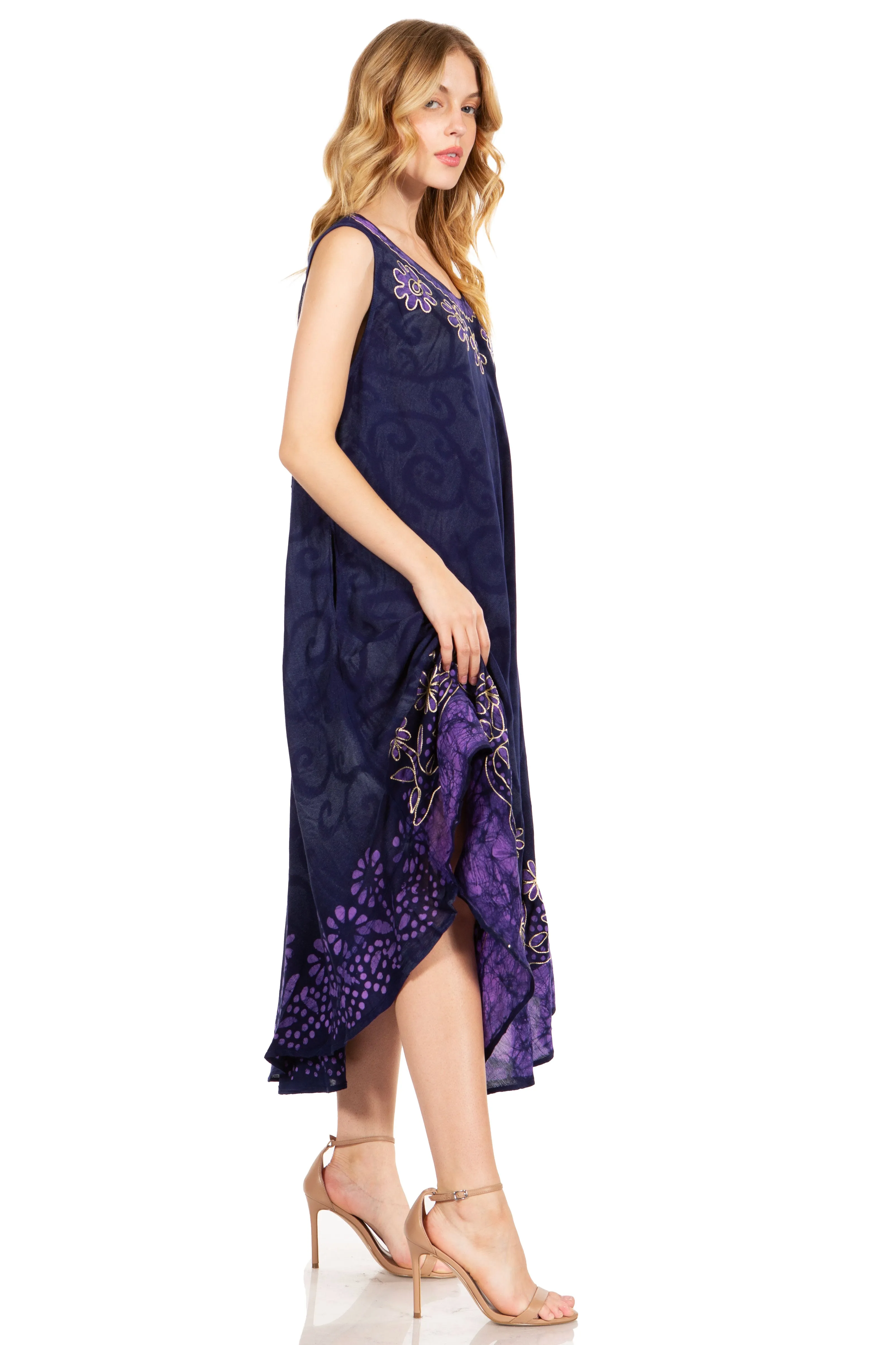 Sakkas Starlight Second Tie Dye Caftan Dress: Women's Beach Cover Up