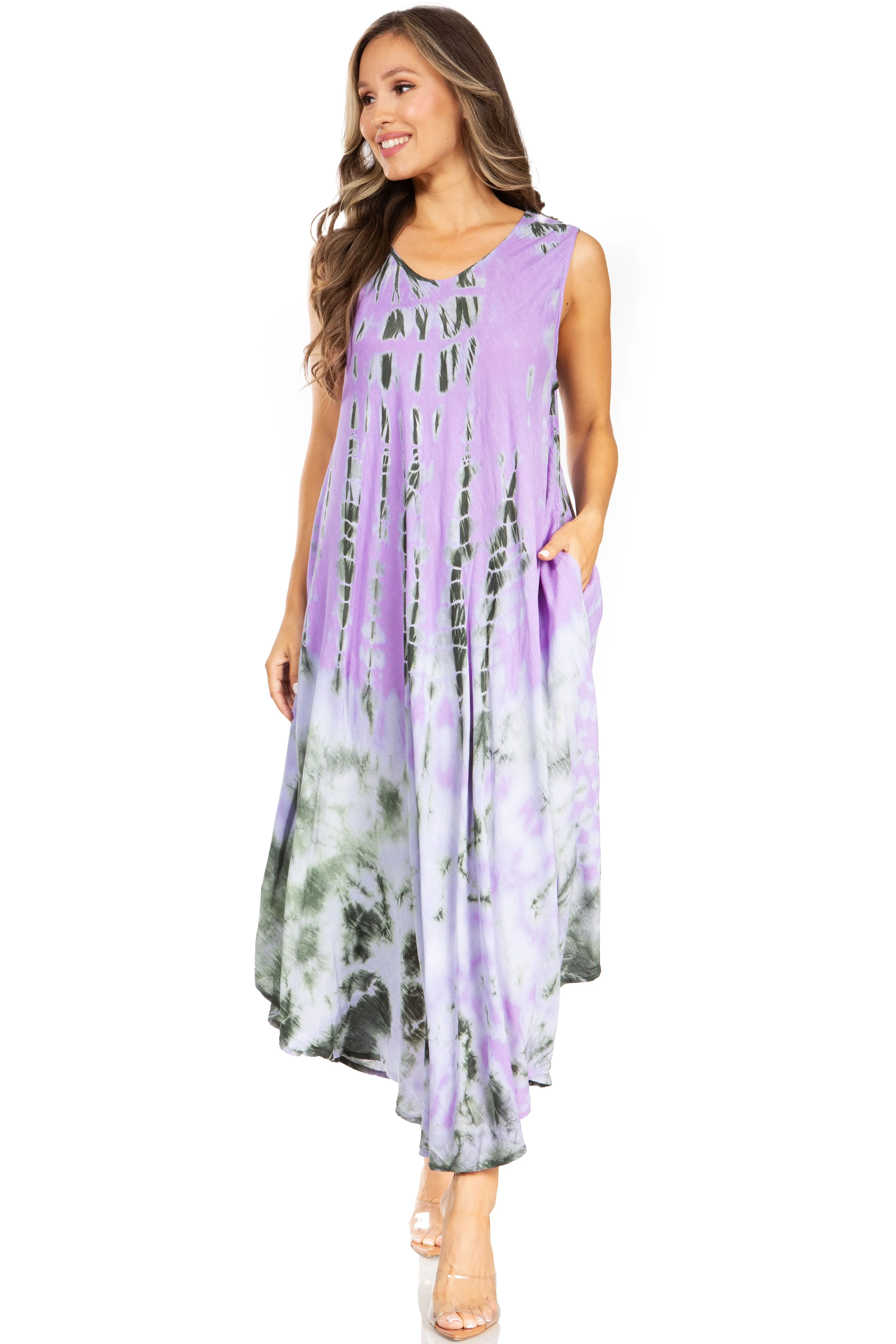 Sakkas Starlight Second Tie Dye Caftan Dress: Women's Beach Cover Up