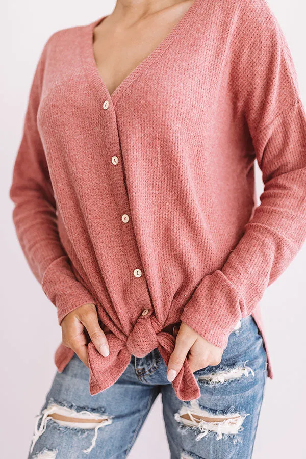 Set Me Free Waffle Knit Top In Rose