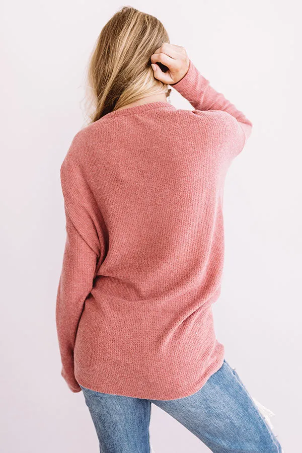 Set Me Free Waffle Knit Top In Rose