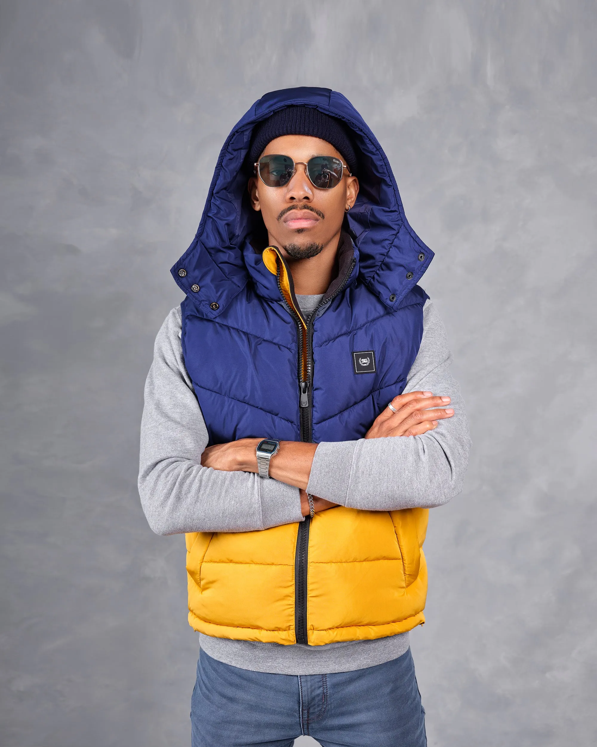 SG Puffer Vest - Mustard   Navy