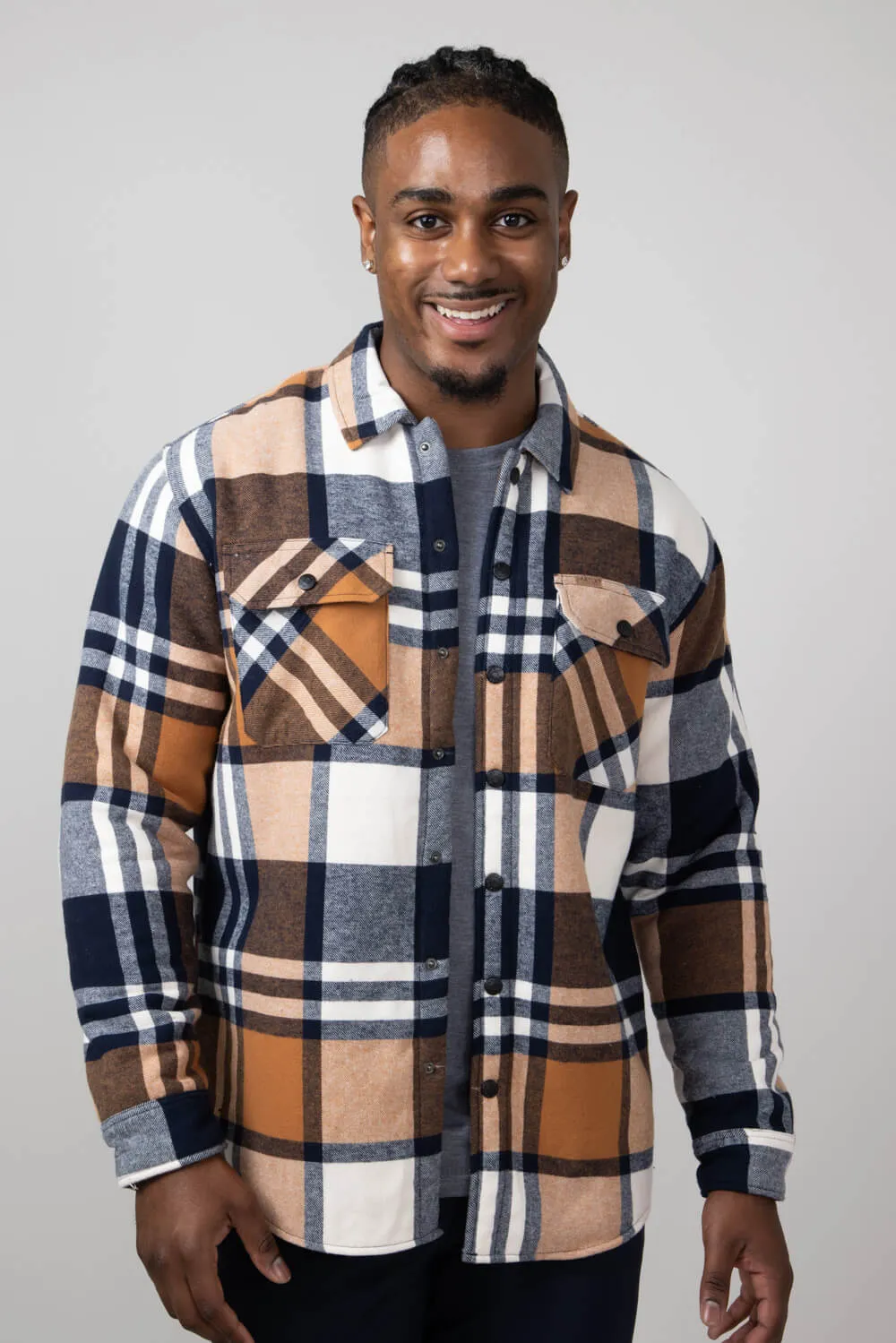 Sherpa Lined Flannel Shacket for Men in Tims | MTJ05421F4-TIMS