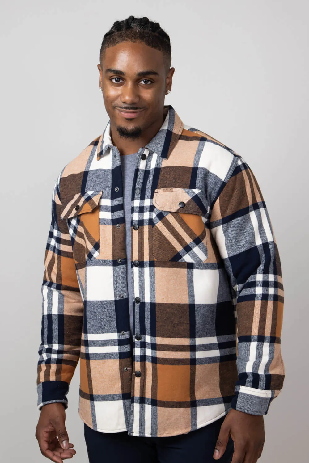 Sherpa Lined Flannel Shacket for Men in Tims | MTJ05421F4-TIMS