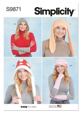 SIMPLICITY - S9871 Knit Hats and Arm Warmers