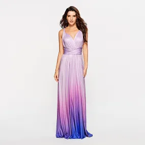 Sleeveless V-Neck Floor-Length Gradient