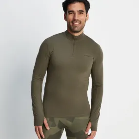 Snowdon Mens Thermal Base Layer Quarter Zip - Khaki