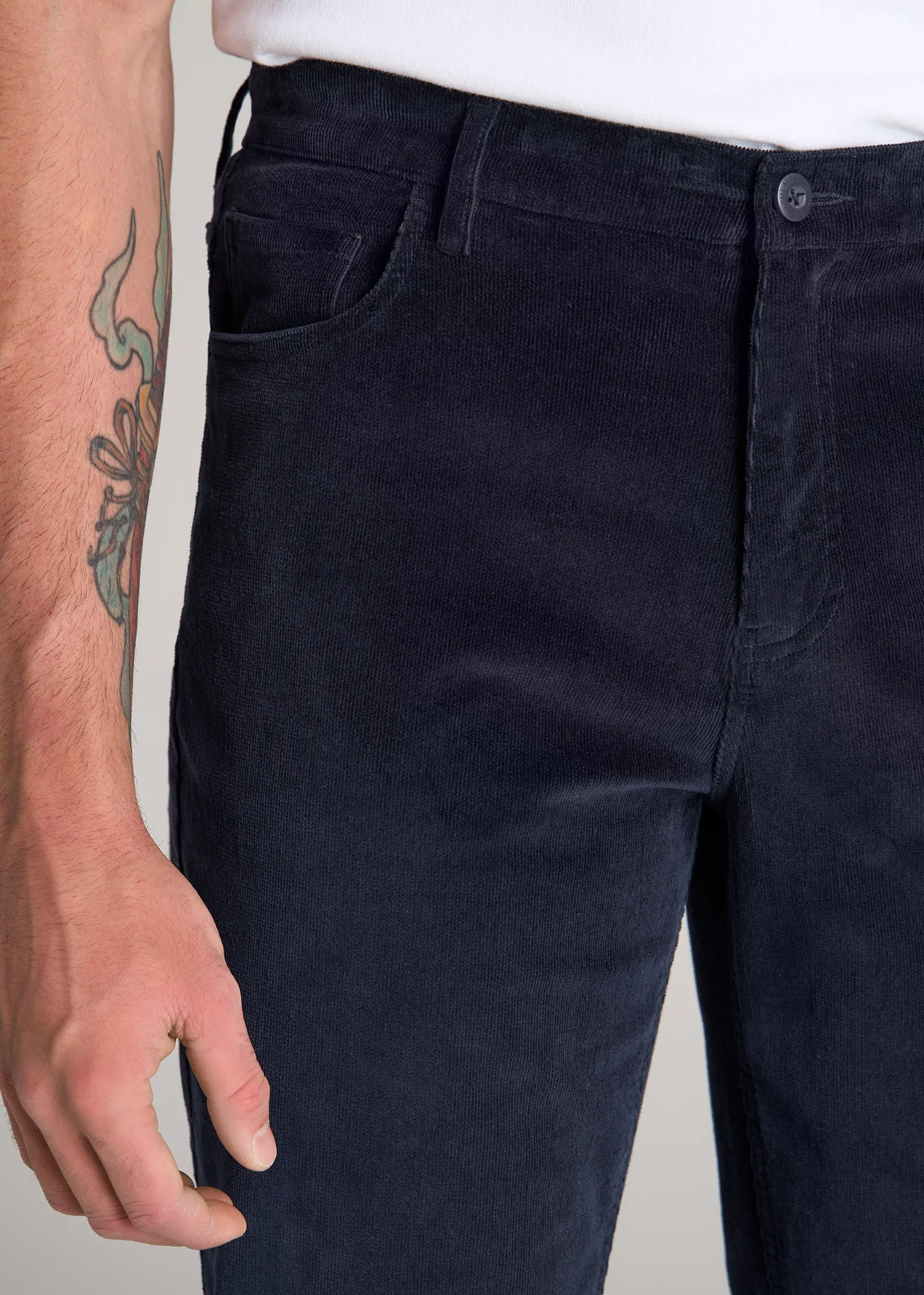 STRAIGHT-LEG Stretch Corduroy Pants for Tall Men in Evening Blue