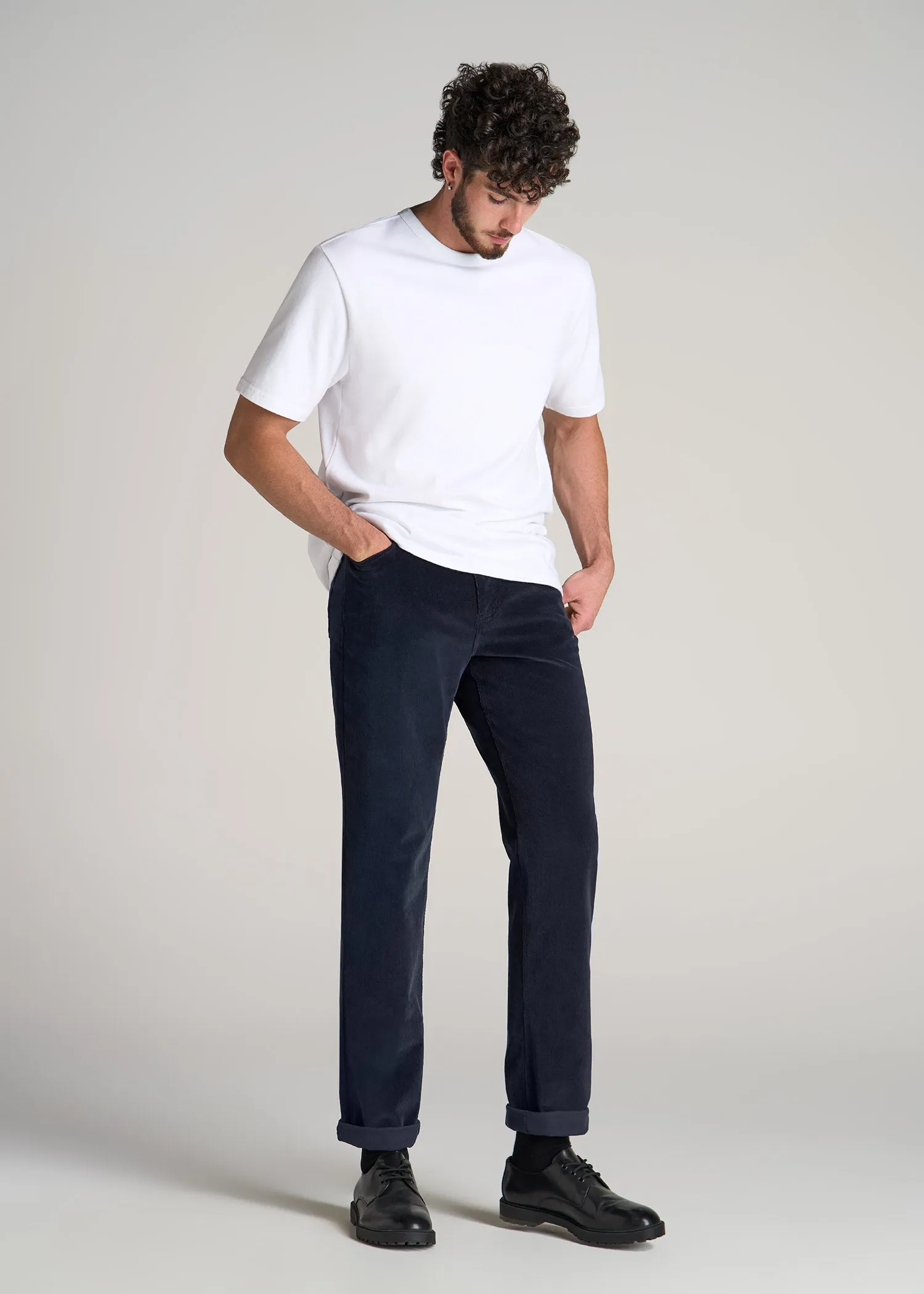 STRAIGHT-LEG Stretch Corduroy Pants for Tall Men in Evening Blue