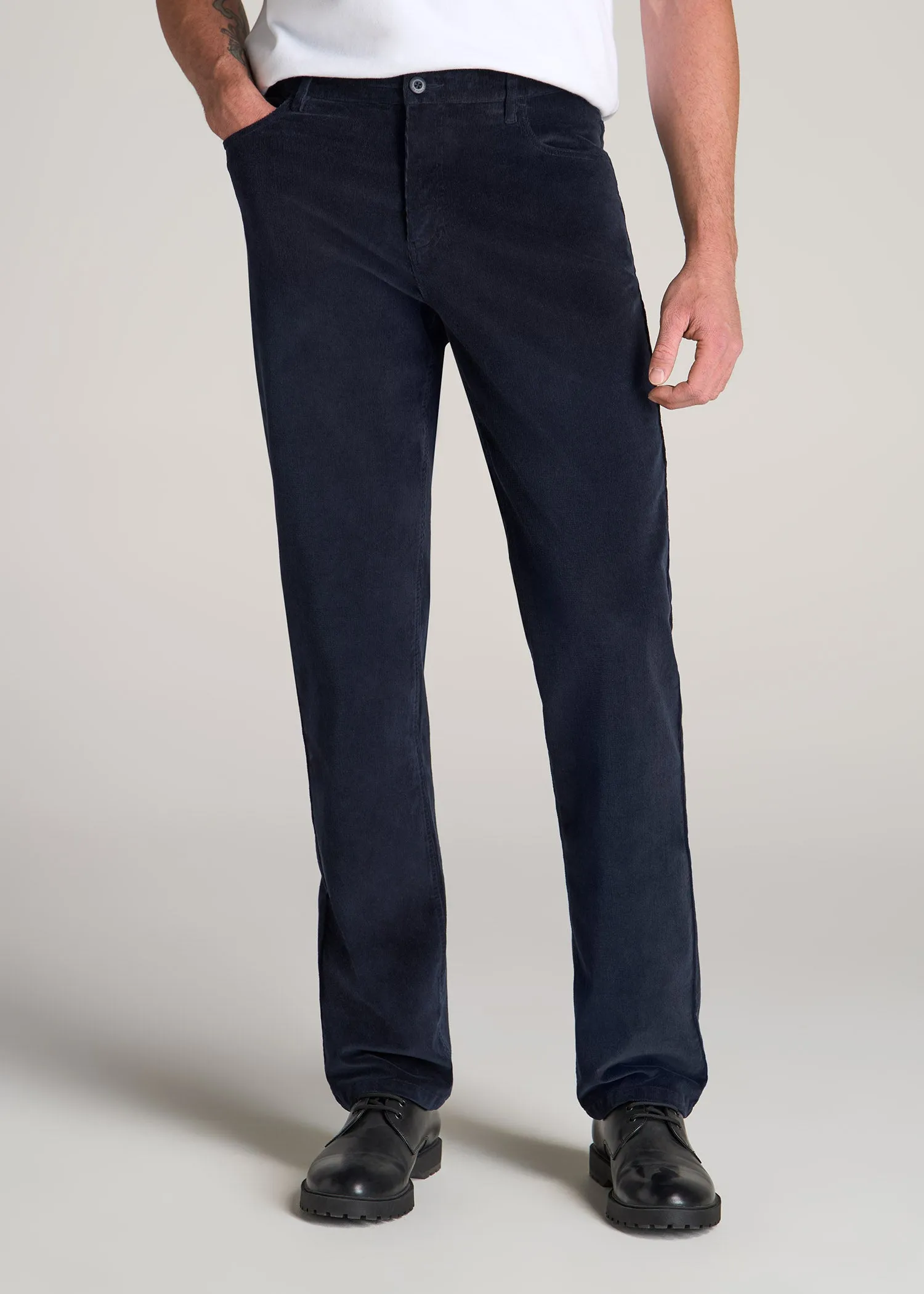 STRAIGHT-LEG Stretch Corduroy Pants for Tall Men in Evening Blue