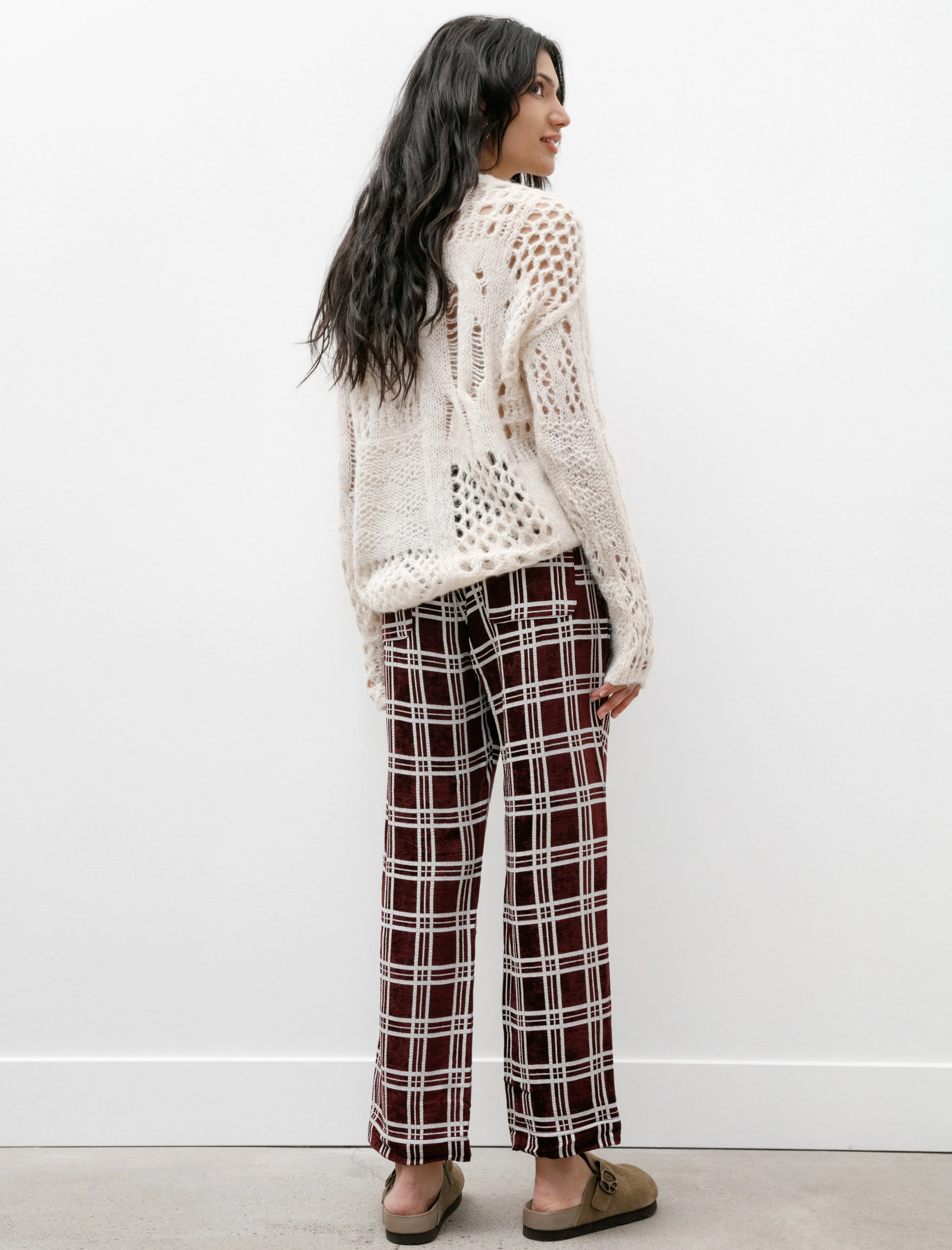 String Cowboy Pants Mall Plaid Bordeaux