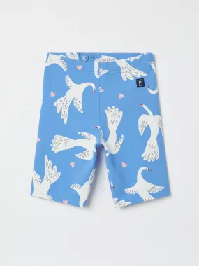 Swan Print Cycling Shorts