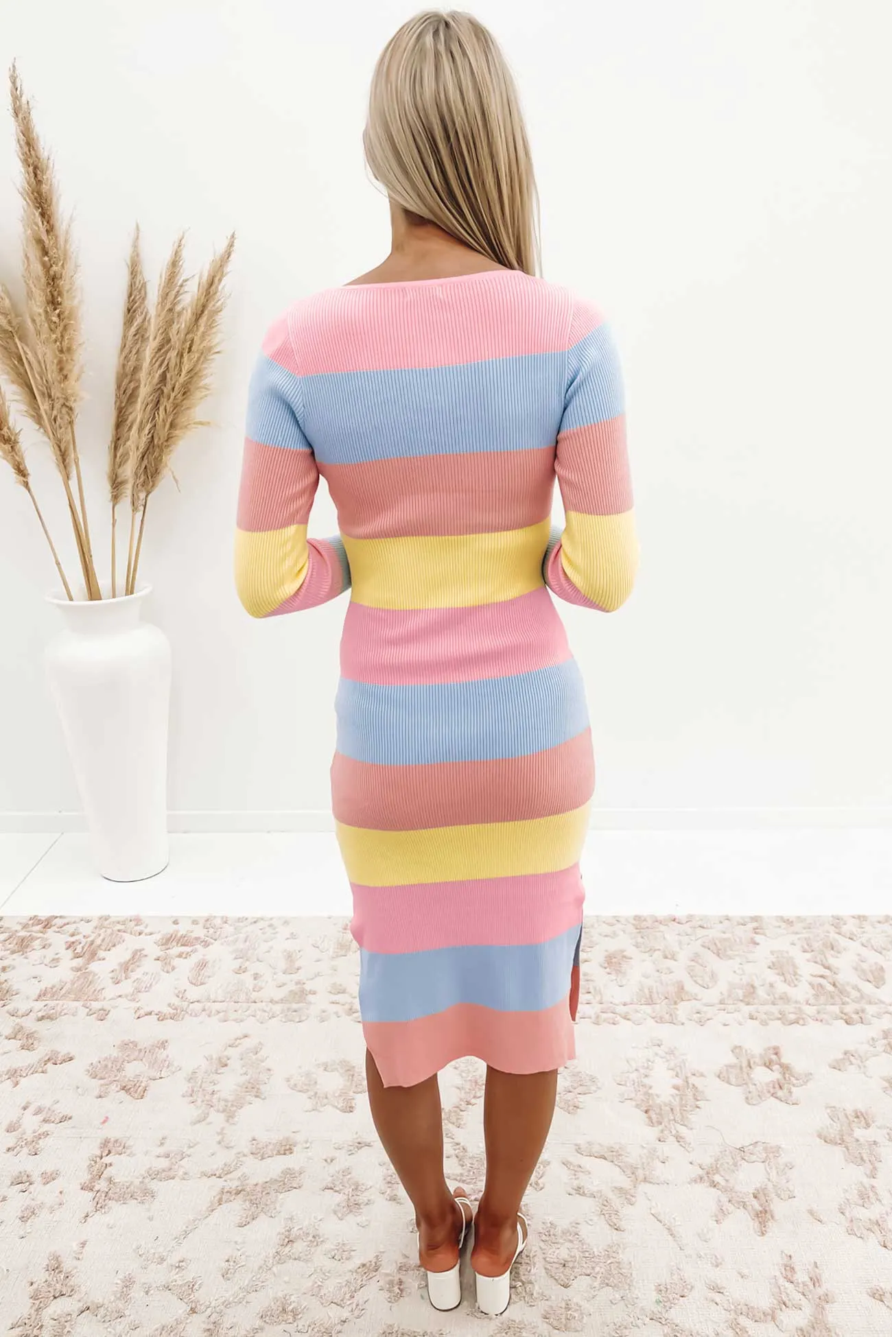 Tara Knit Dress Pink Multi Stripe