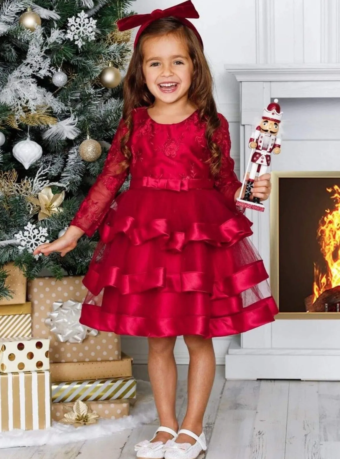 The Real Gift Tiered Lace Princess Holiday Dress