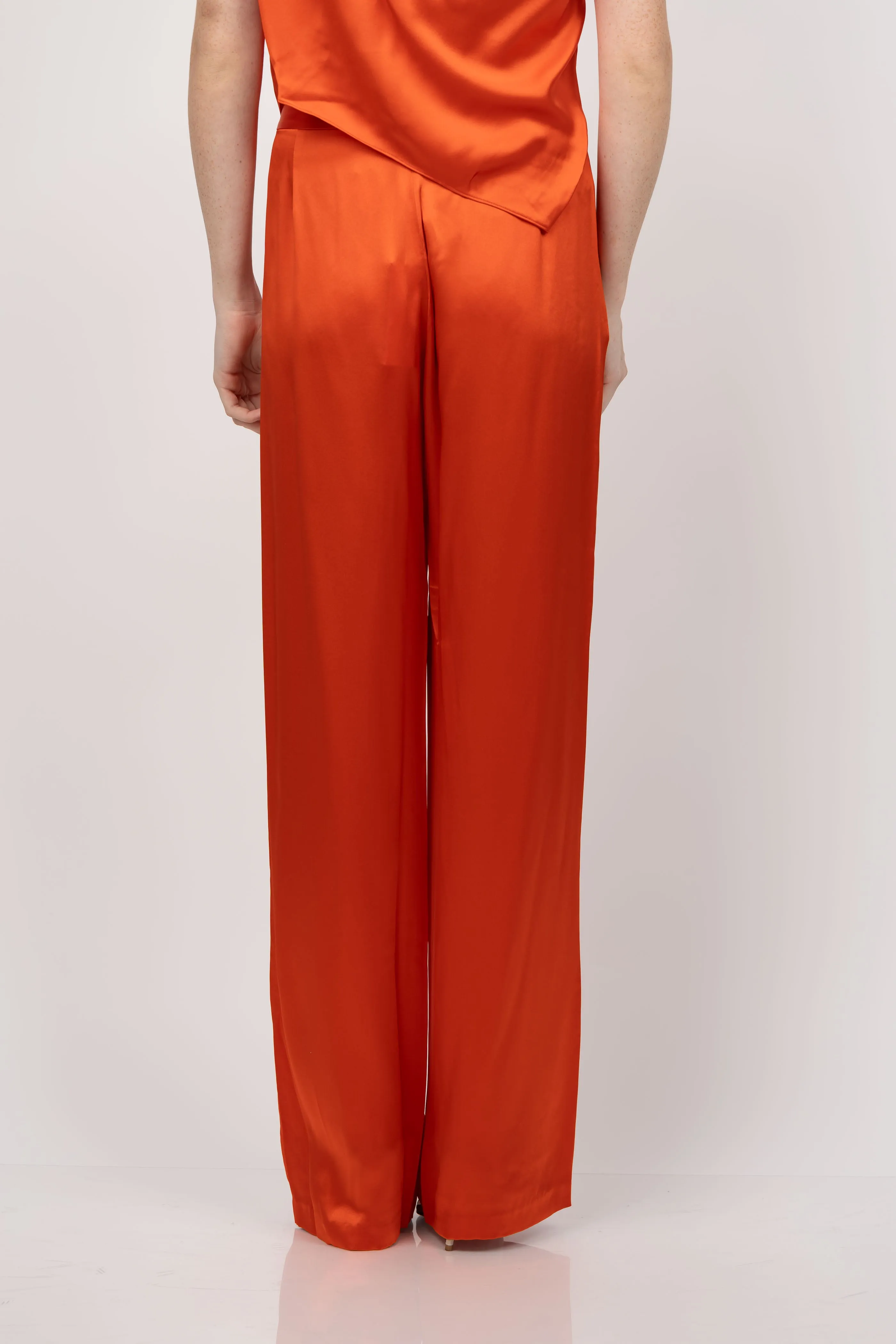 The Sei Wide Leg Silk Pants in Poppy