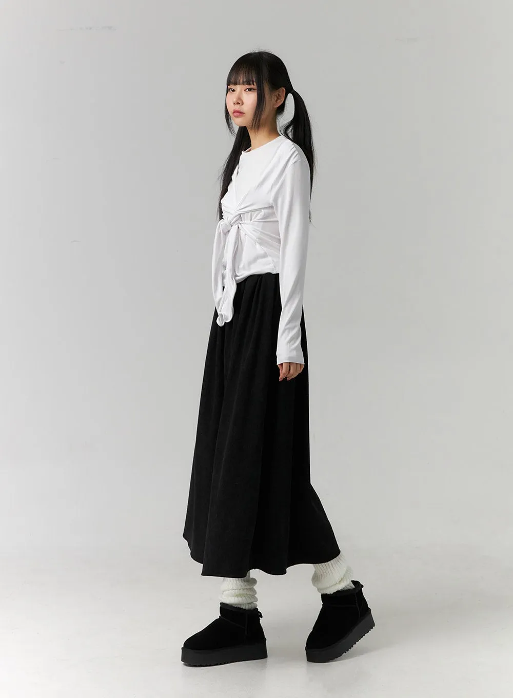 Tie Sleeve Layered Long Sleeve Tee CD308