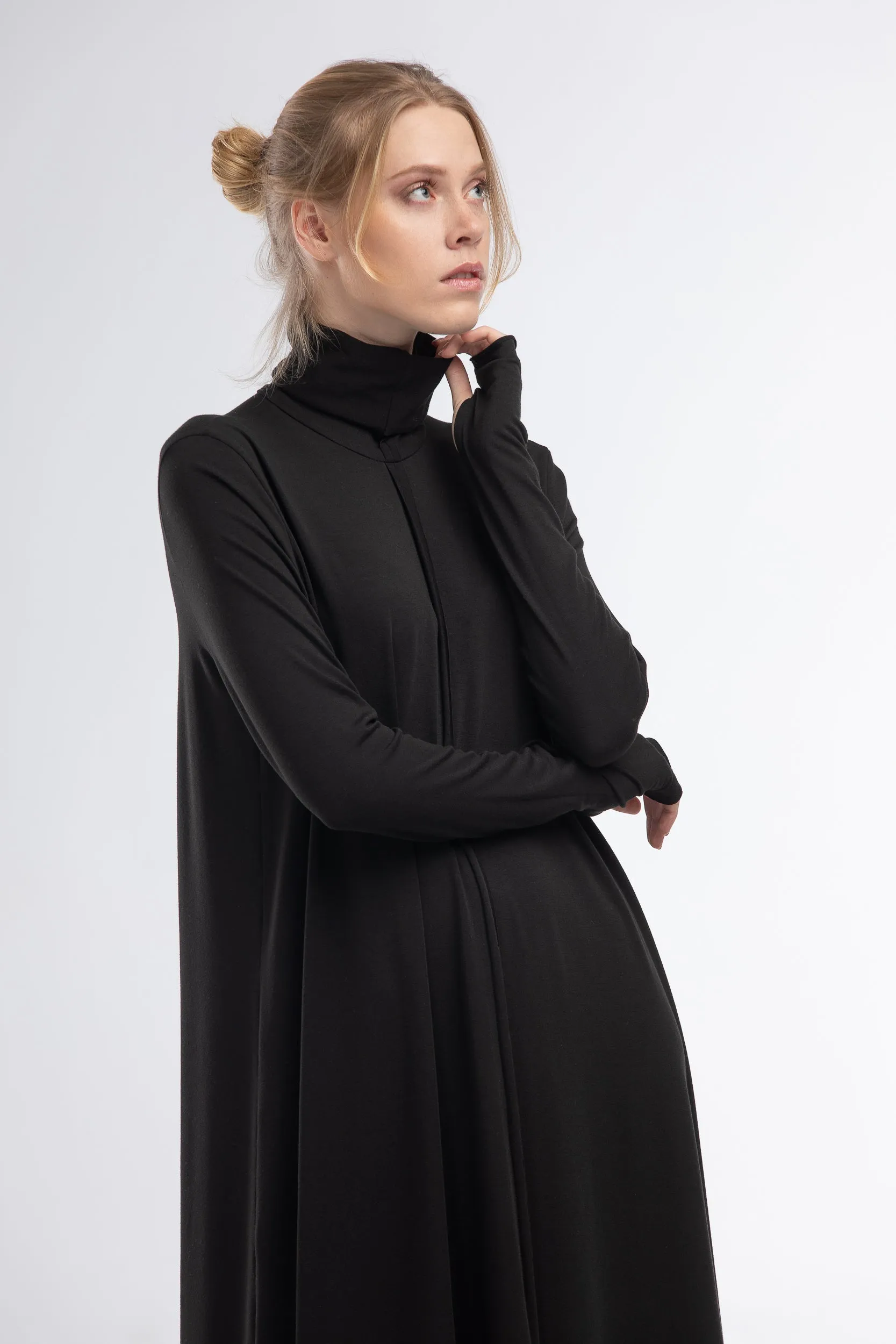 Turtleneck black maxi dress