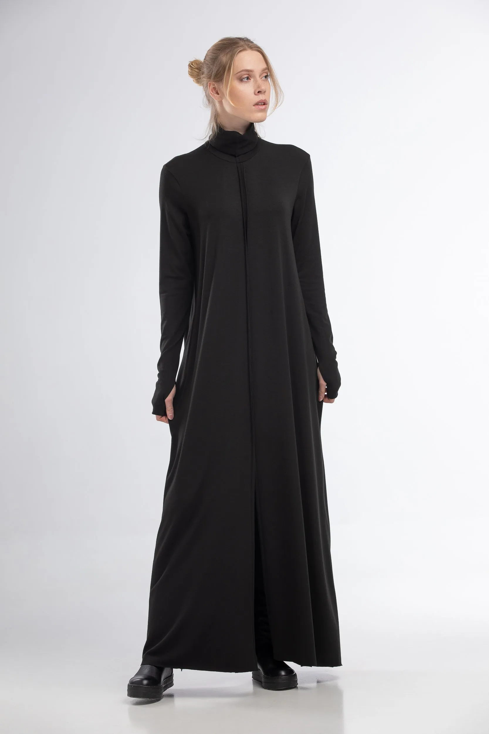 Turtleneck black maxi dress