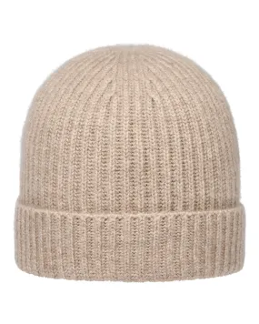 Unisex Ribbed Cashmere Hat Oatmeal Brown