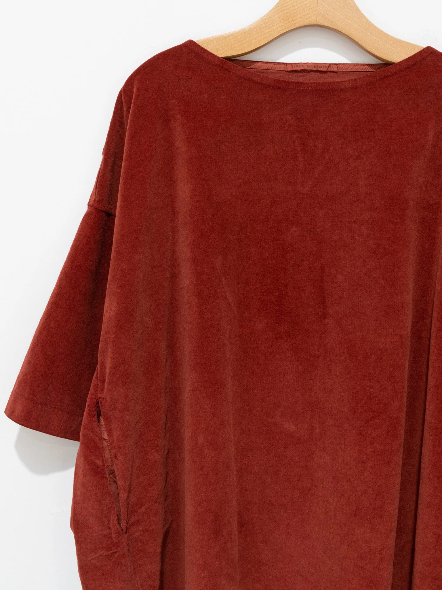 Velvet Boatneck Tunic - Red