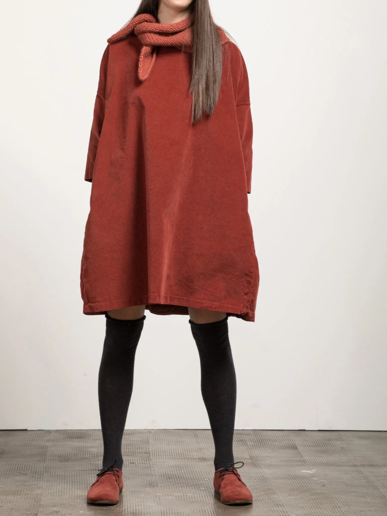 Velvet Boatneck Tunic - Red