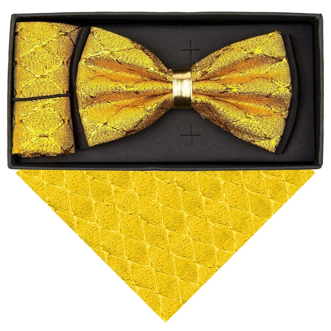 Vittotio Farina Men's Rhinestone Bow Tie and Pocket Square in Gift Box