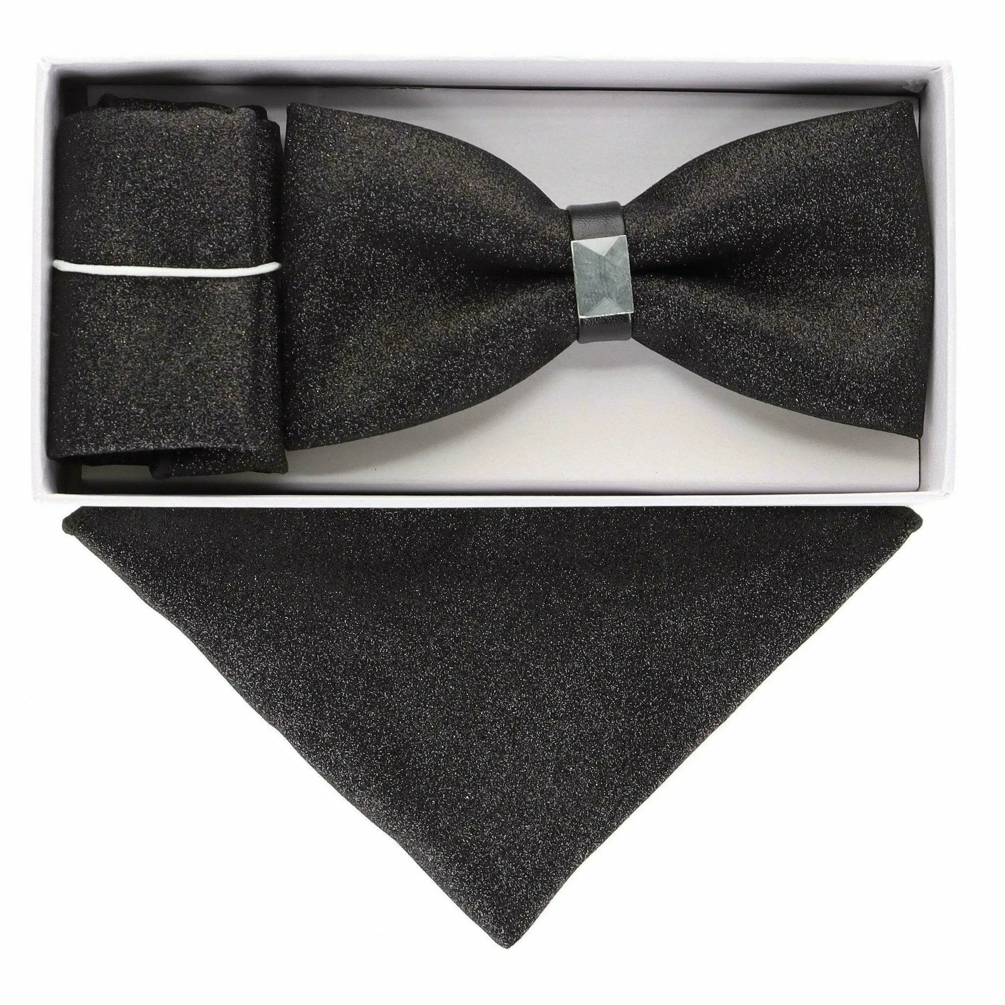 Vittotio Farina Men's Rhinestone Bow Tie and Pocket Square in Gift Box