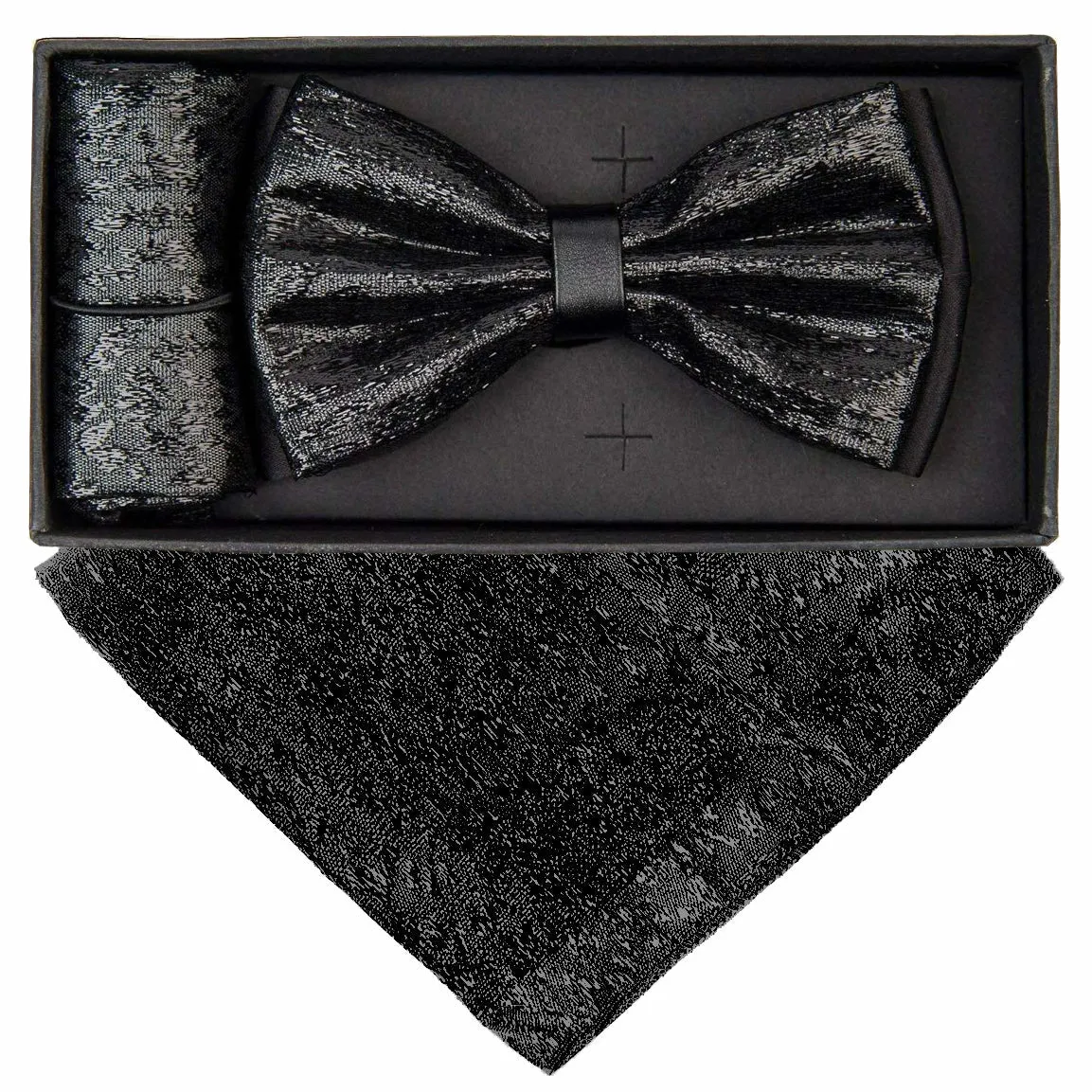 Vittotio Farina Men's Rhinestone Bow Tie and Pocket Square in Gift Box