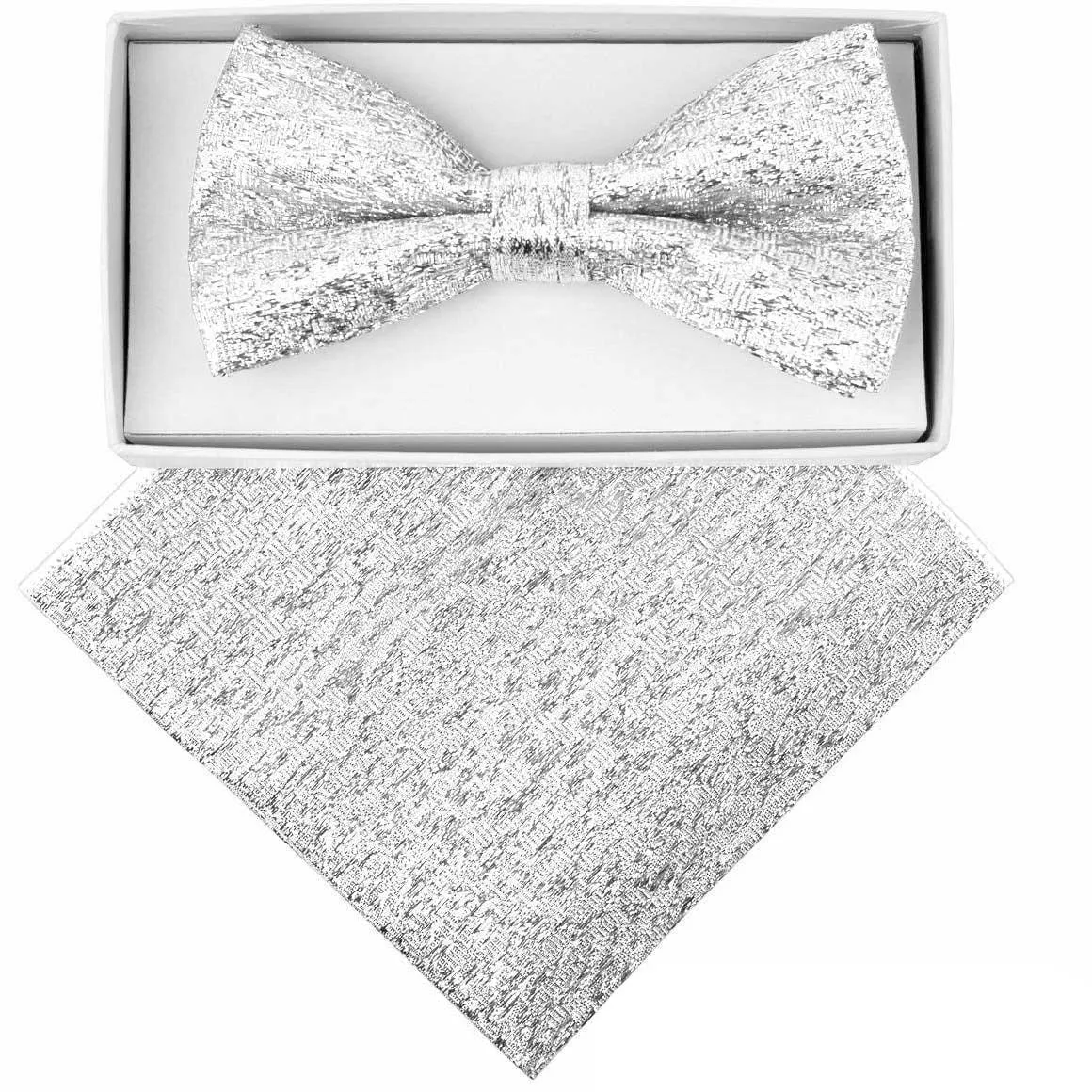 Vittotio Farina Men's Rhinestone Bow Tie and Pocket Square in Gift Box