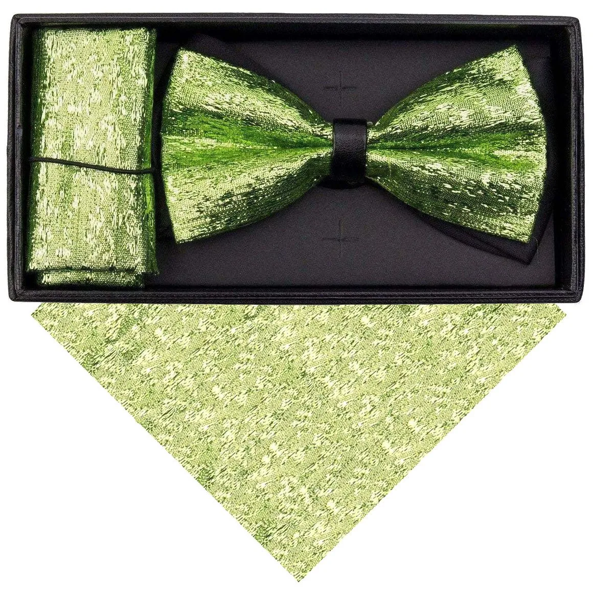 Vittotio Farina Men's Rhinestone Bow Tie and Pocket Square in Gift Box