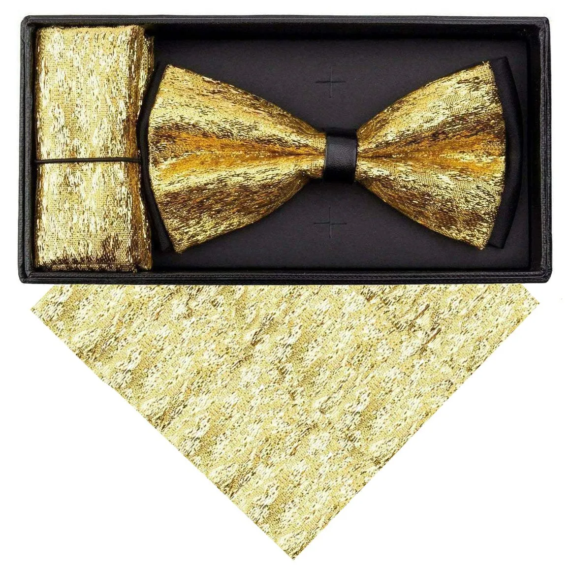 Vittotio Farina Men's Rhinestone Bow Tie and Pocket Square in Gift Box