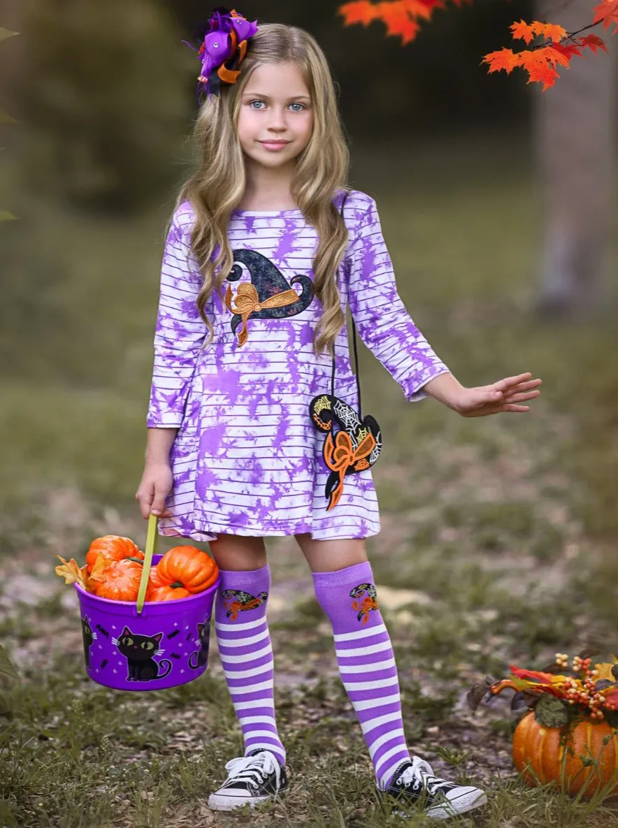 Witch You Would Tie Dye Dress, Hair Clip, Socks and Purse Set