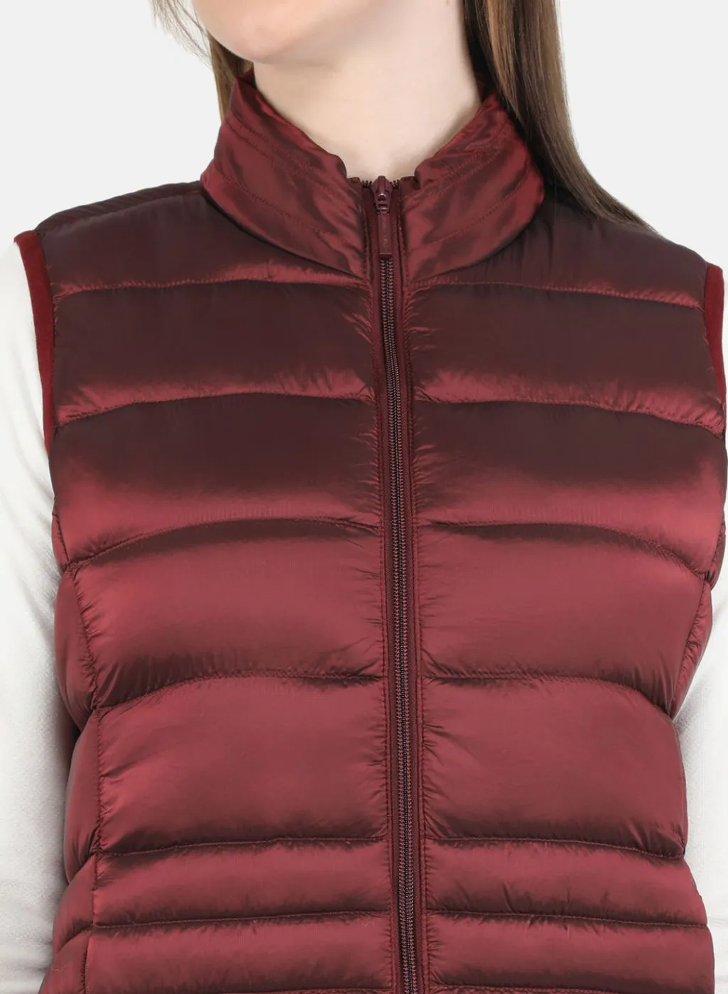 Women Maroon Puffer Jacket