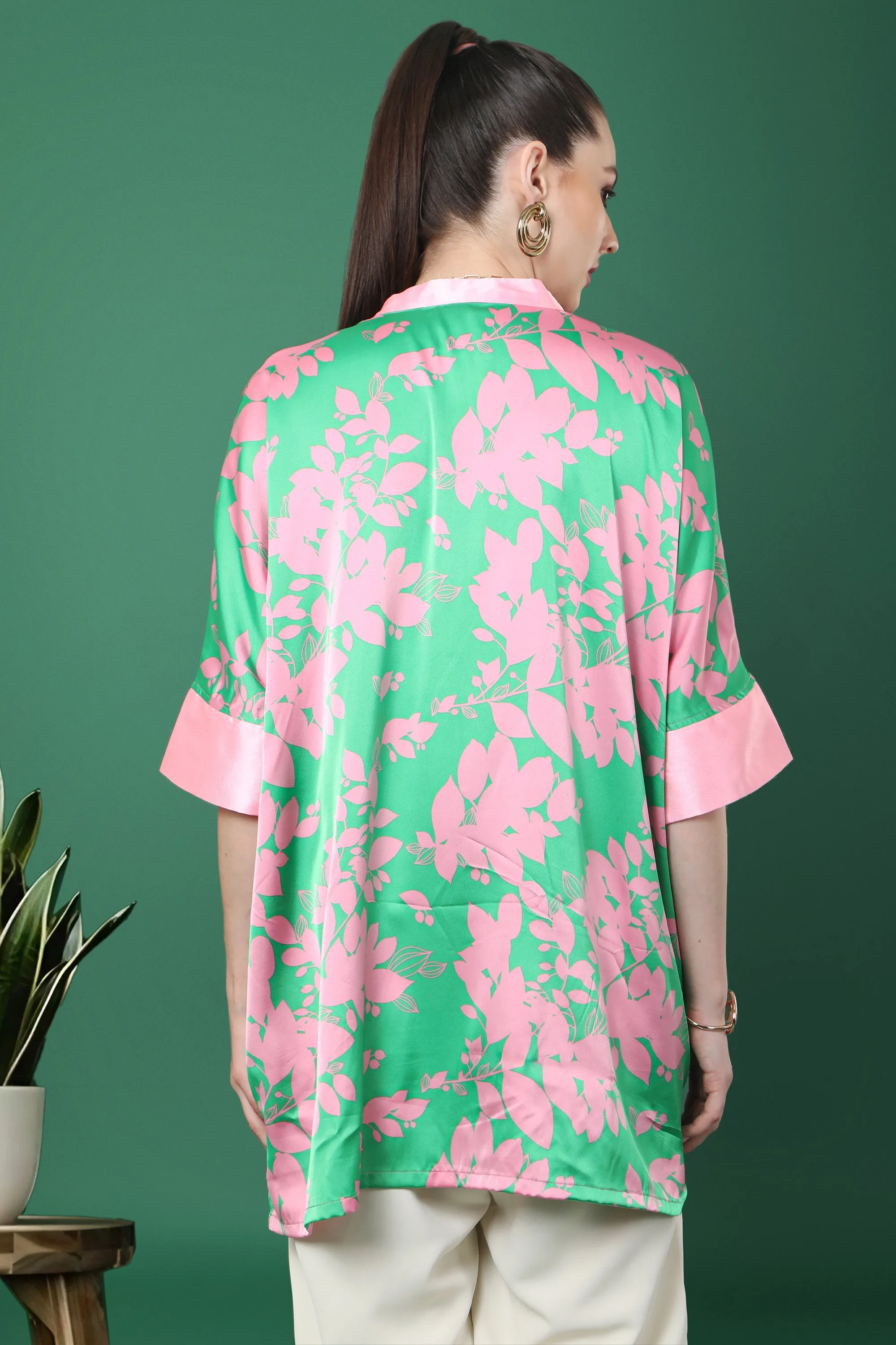 Women’s Green & Pink Floral Print Tunic