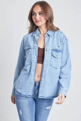 Women's Long Sleeve Denim Oversized Shacket