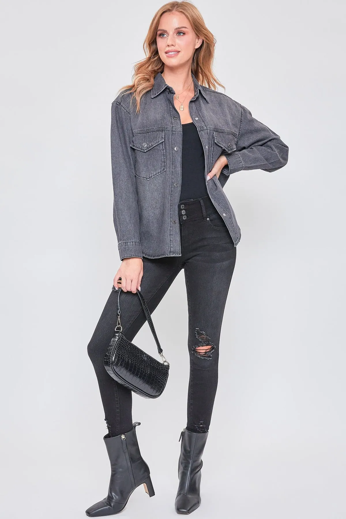 Women's Long Sleeve Denim Oversized Shacket