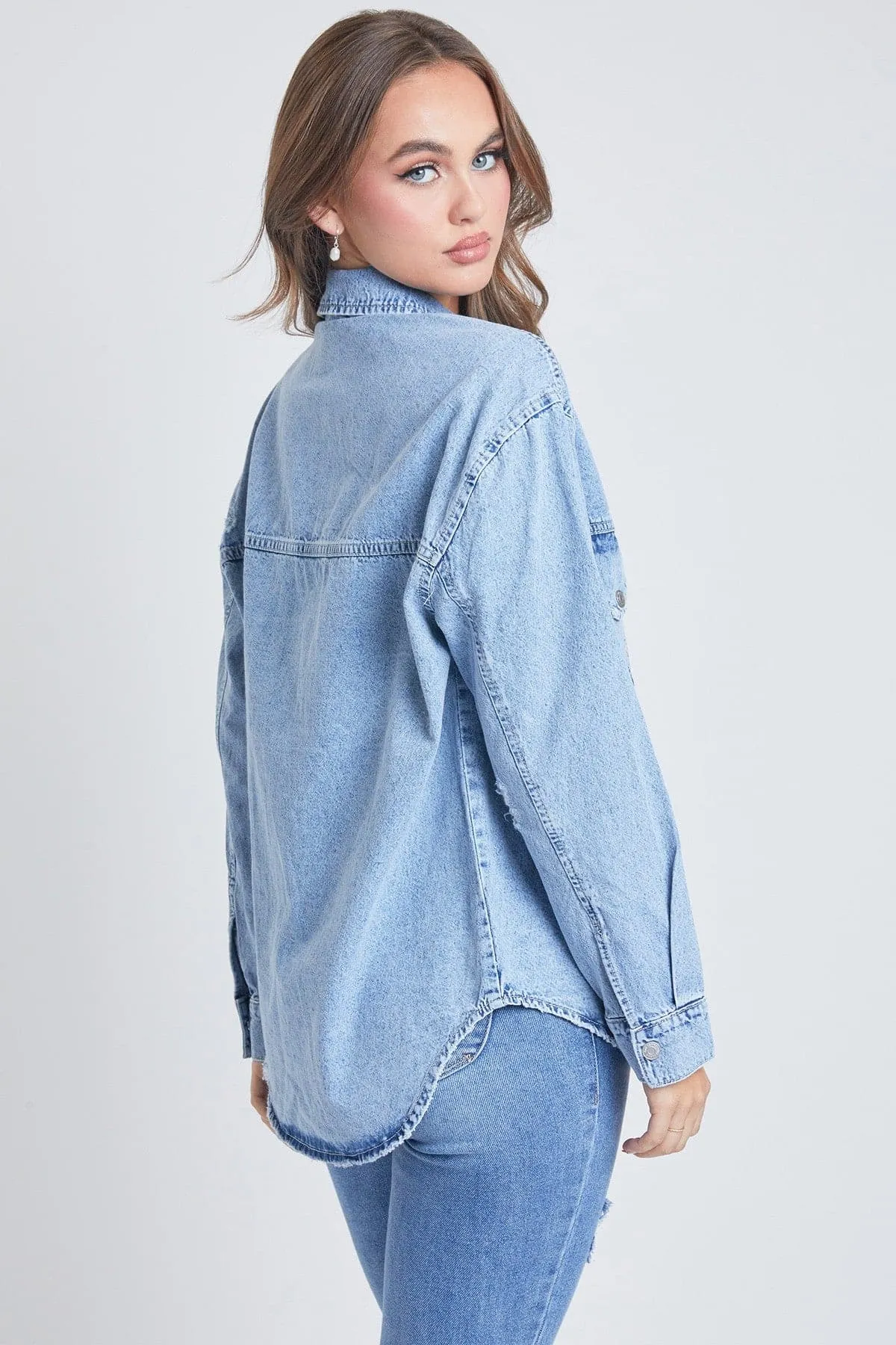 Women's Long Sleeve Denim Oversized Shacket