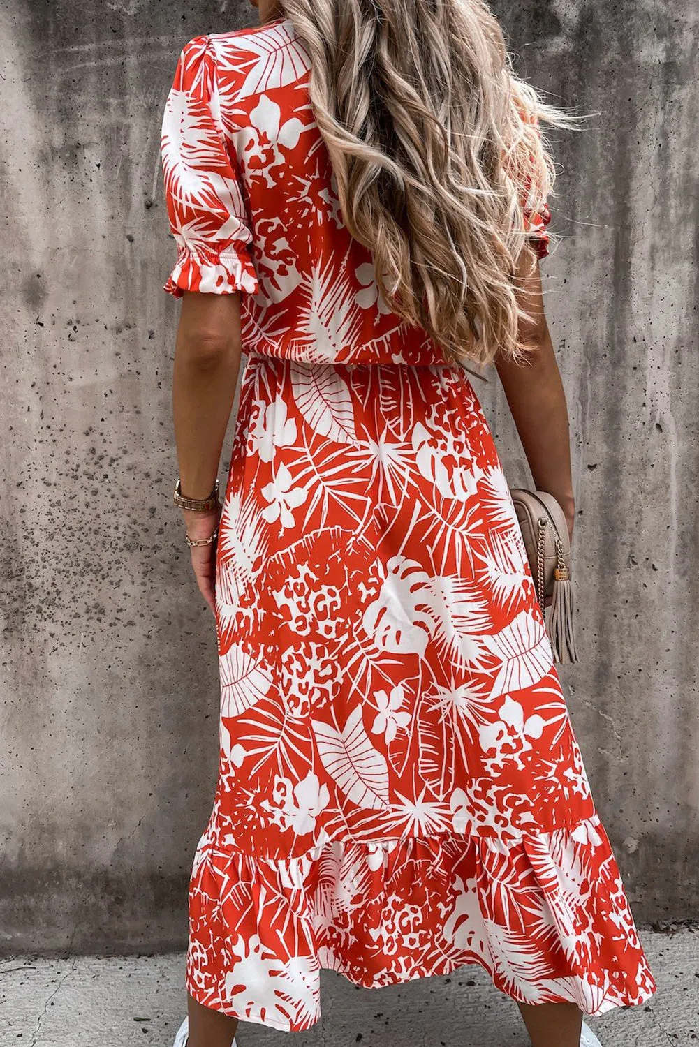 Women’s Summer Loose Long Dresses Shortn Sleeve V Neck Floral Maxi Dress